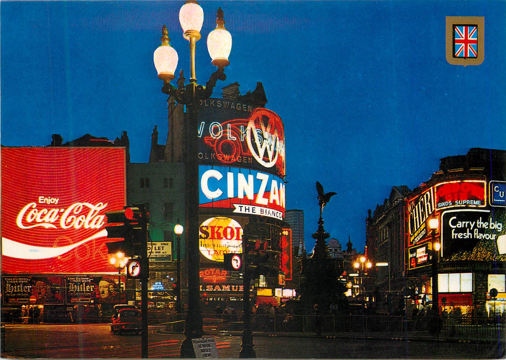 CPM Piccadilly Circus and Statue of Eros By Night LOndon