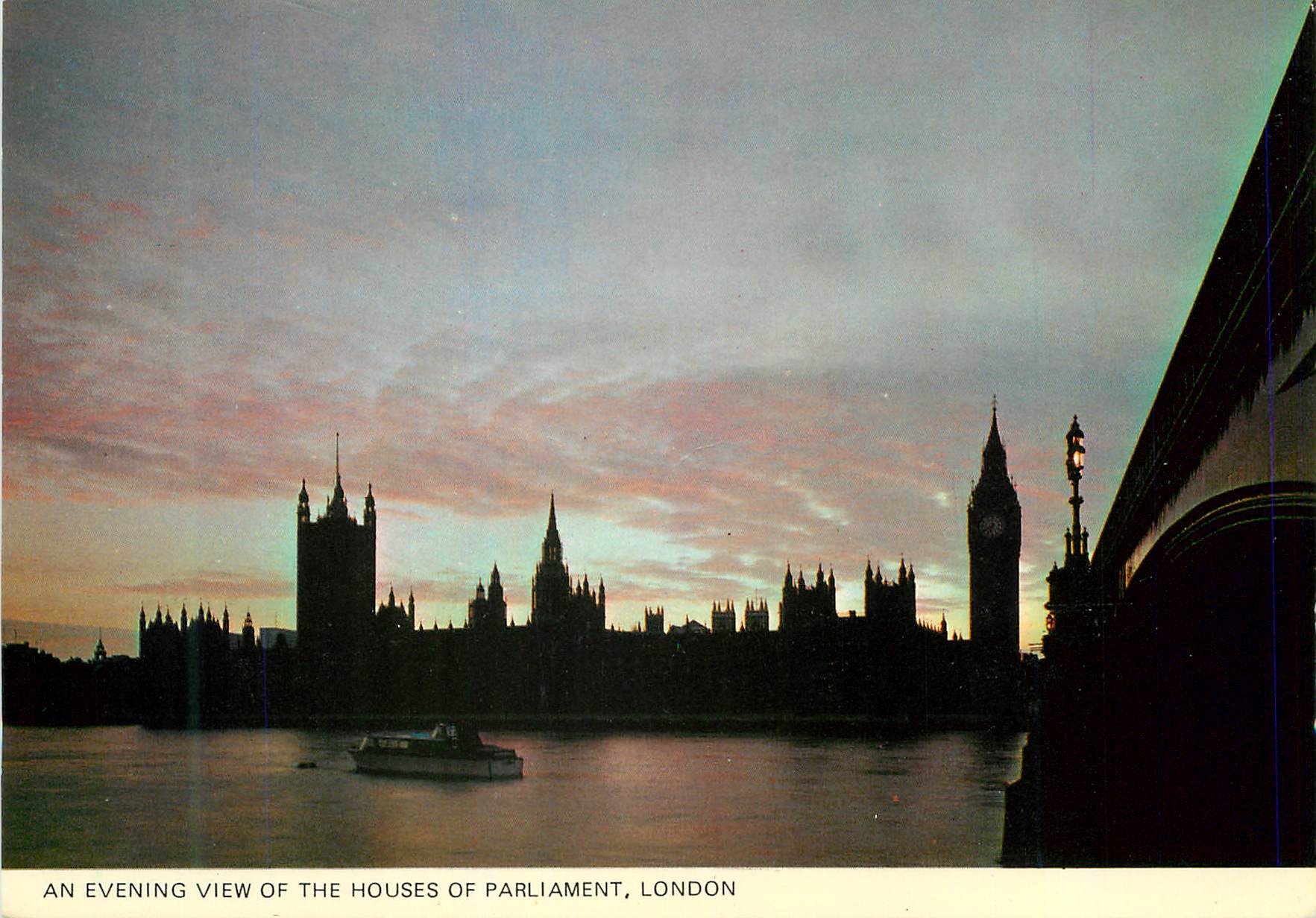 Ansicht des Parlaments von London — Abend — Verlag Colouromaster International, Nr. PT9989