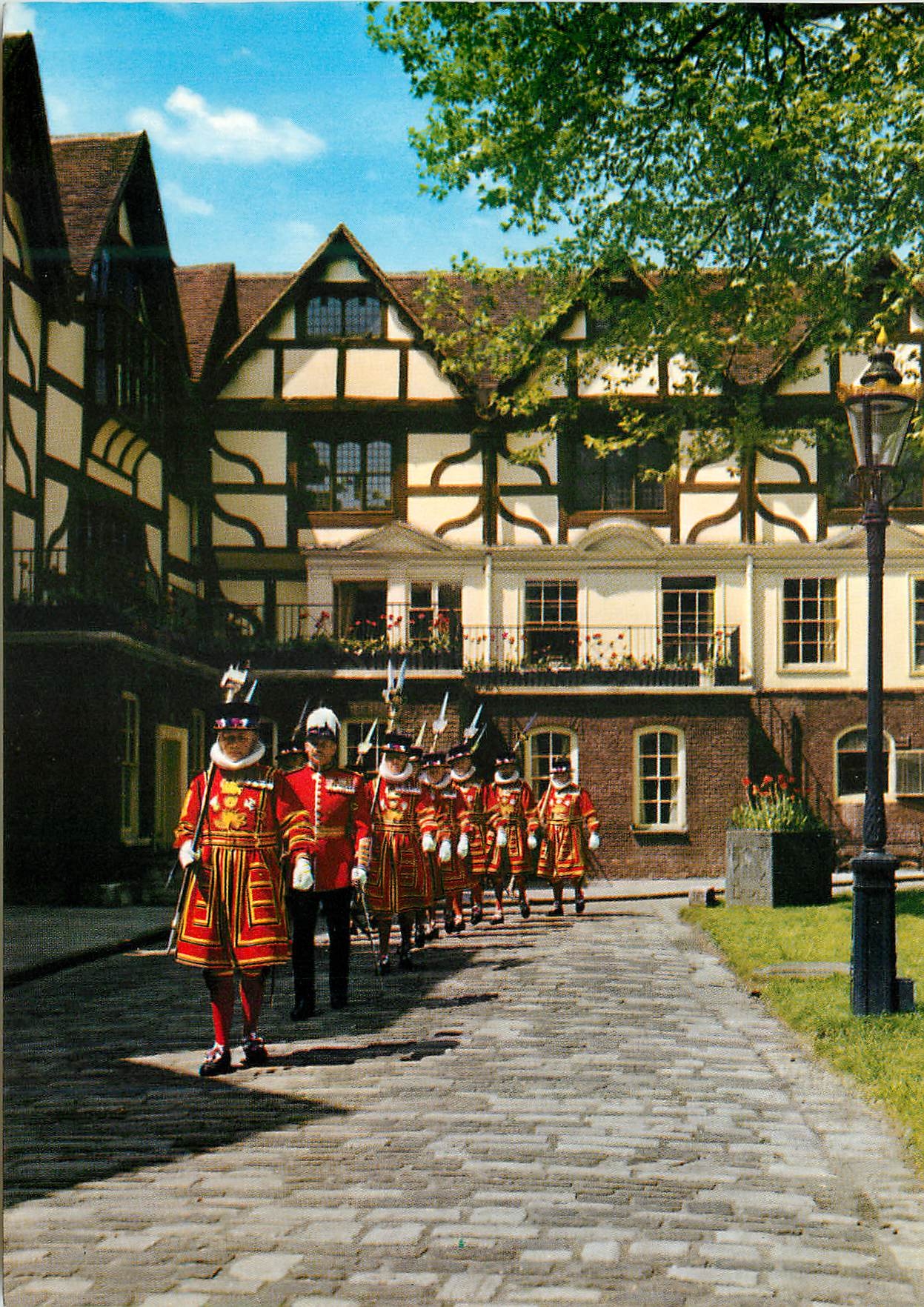 CPM Tower of London Yeomen Warders on Church Parade Moving off Queen's House Militaria