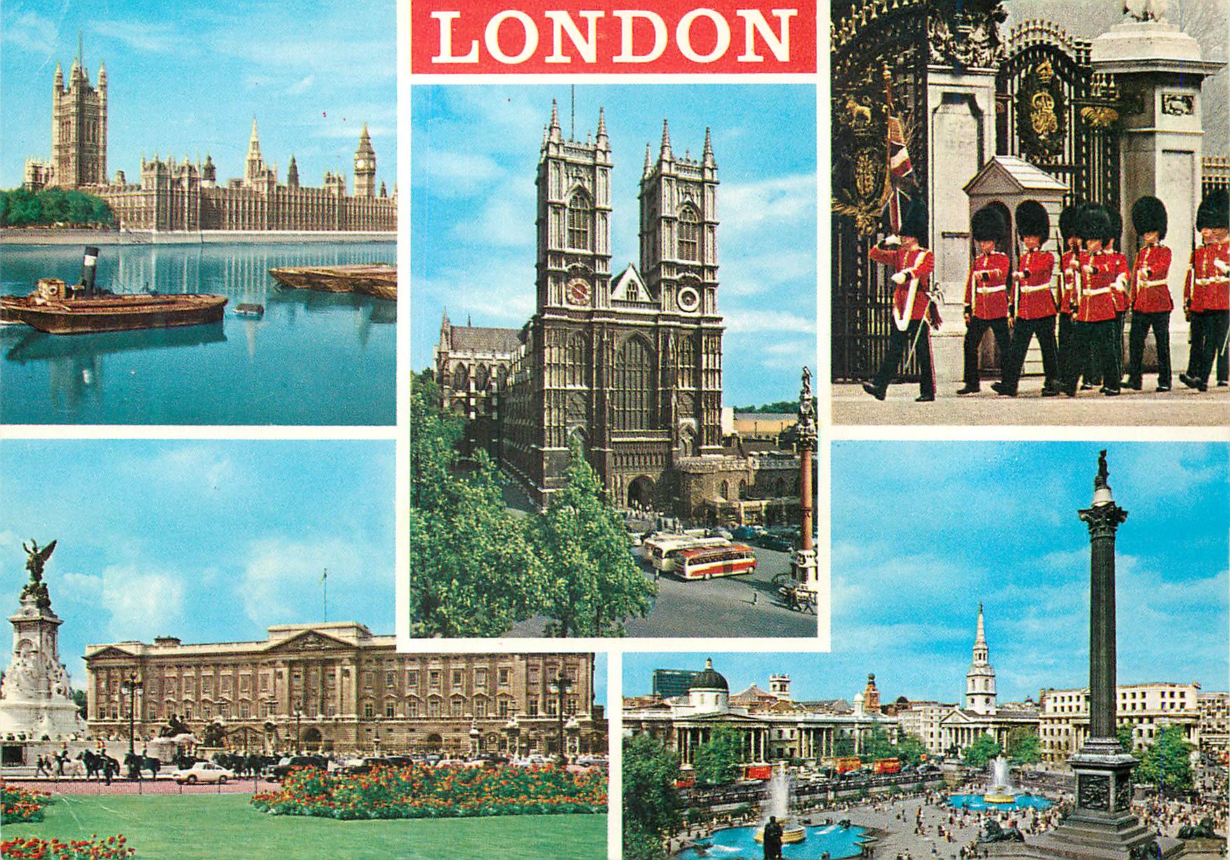 Londres — vue panoramique des monuments — Pitkin Pictorial Postcards