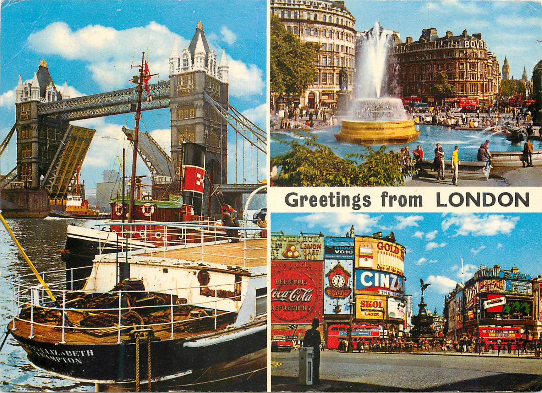 CPM Tower Bridge Trafalgar Square Piccadilly Circus London