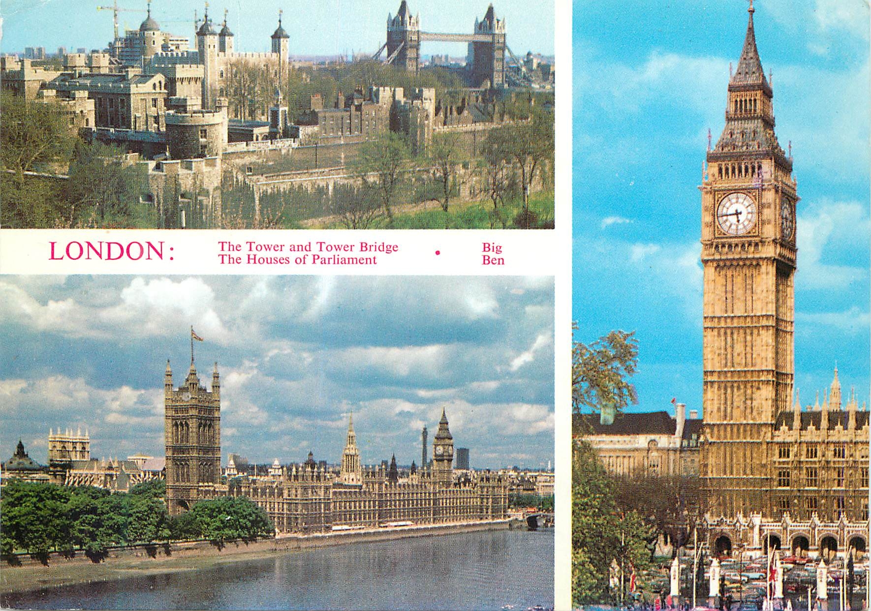 CPM London The Tower and Tower Bridge The Houses of Parliament Big Ben