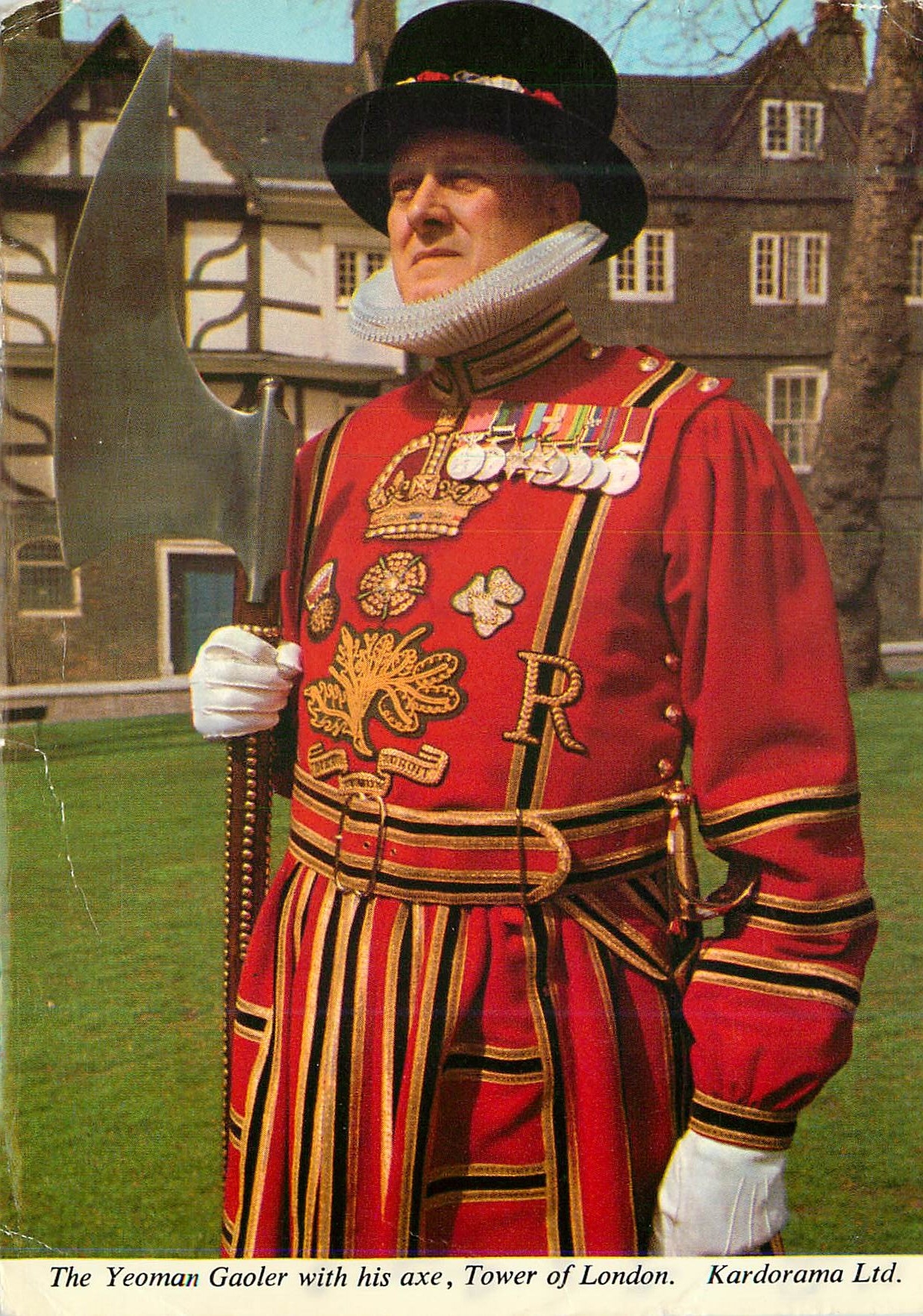 CPM The Yeoman Gaoler With his axe Tower of London