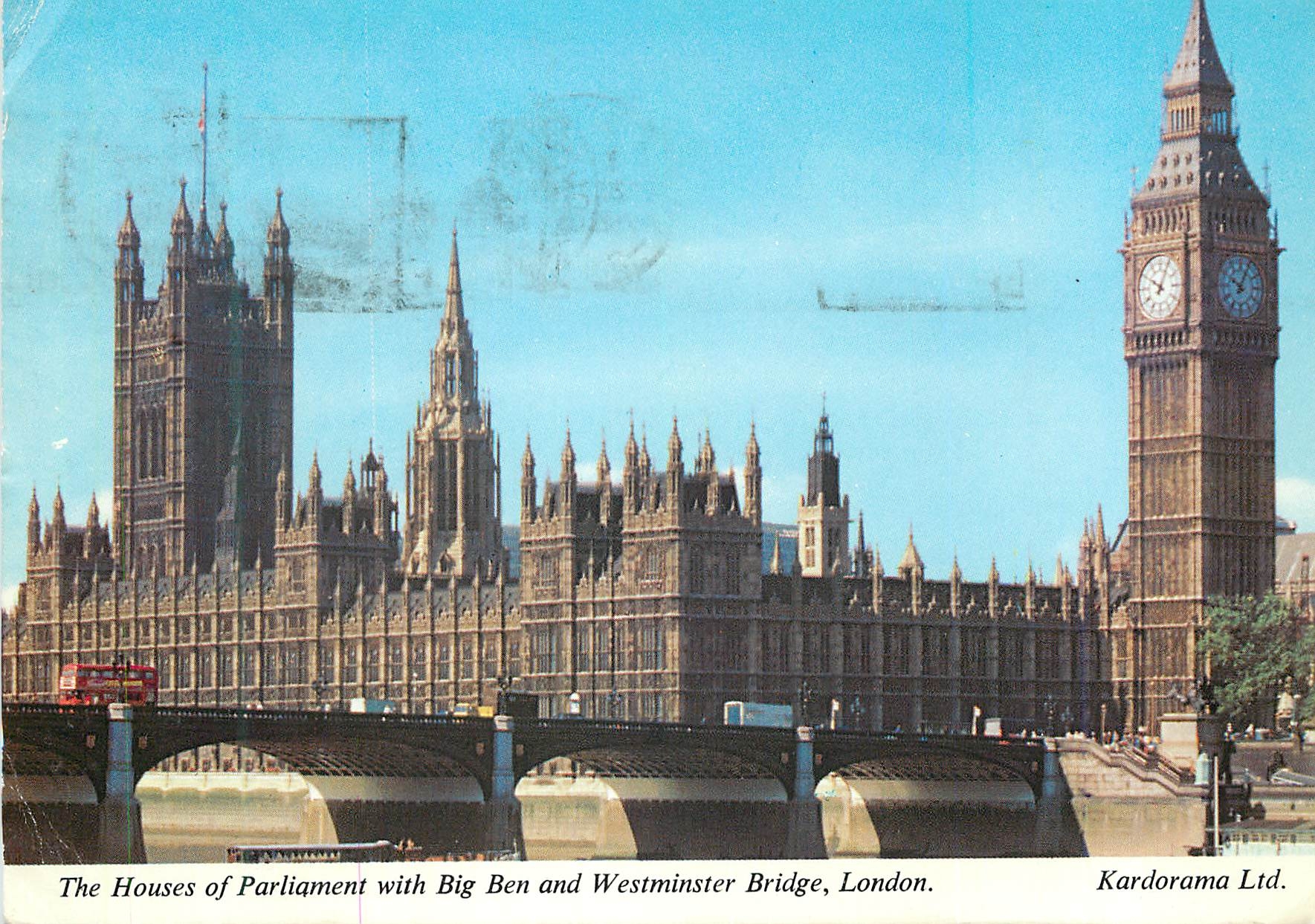 CPM The Houses of Parliament With Big Ben and Westminster Bridge London