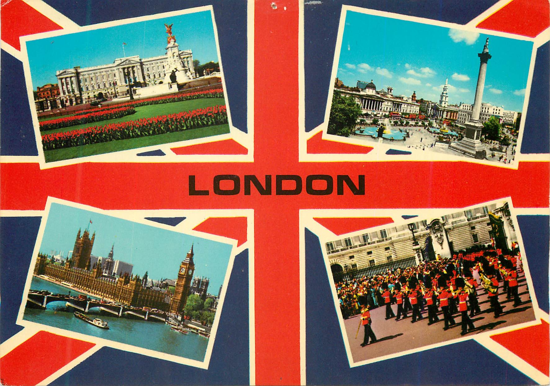 CPM London Buckingham Palace Houses of Parliament Trafalgar Square Militaria