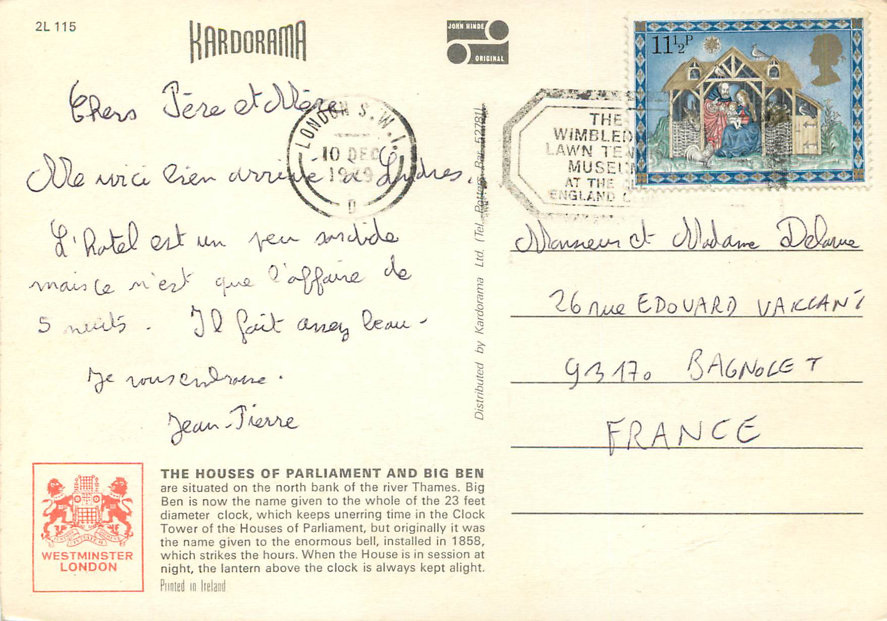 CPM The Houses of Parliament and Westminster Bridge London — Verso