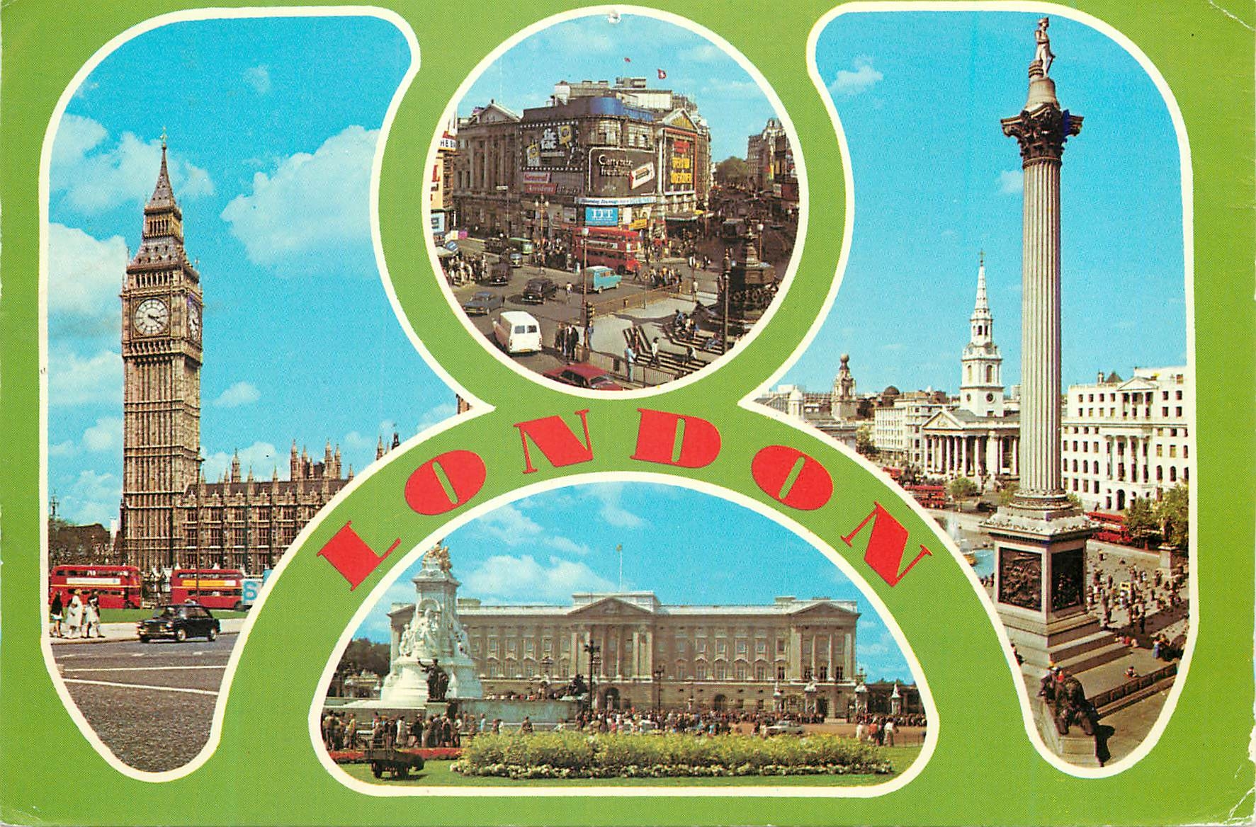 CPM London Big Ben Piccadilly Circus Nelson's Column Buckingham Palace