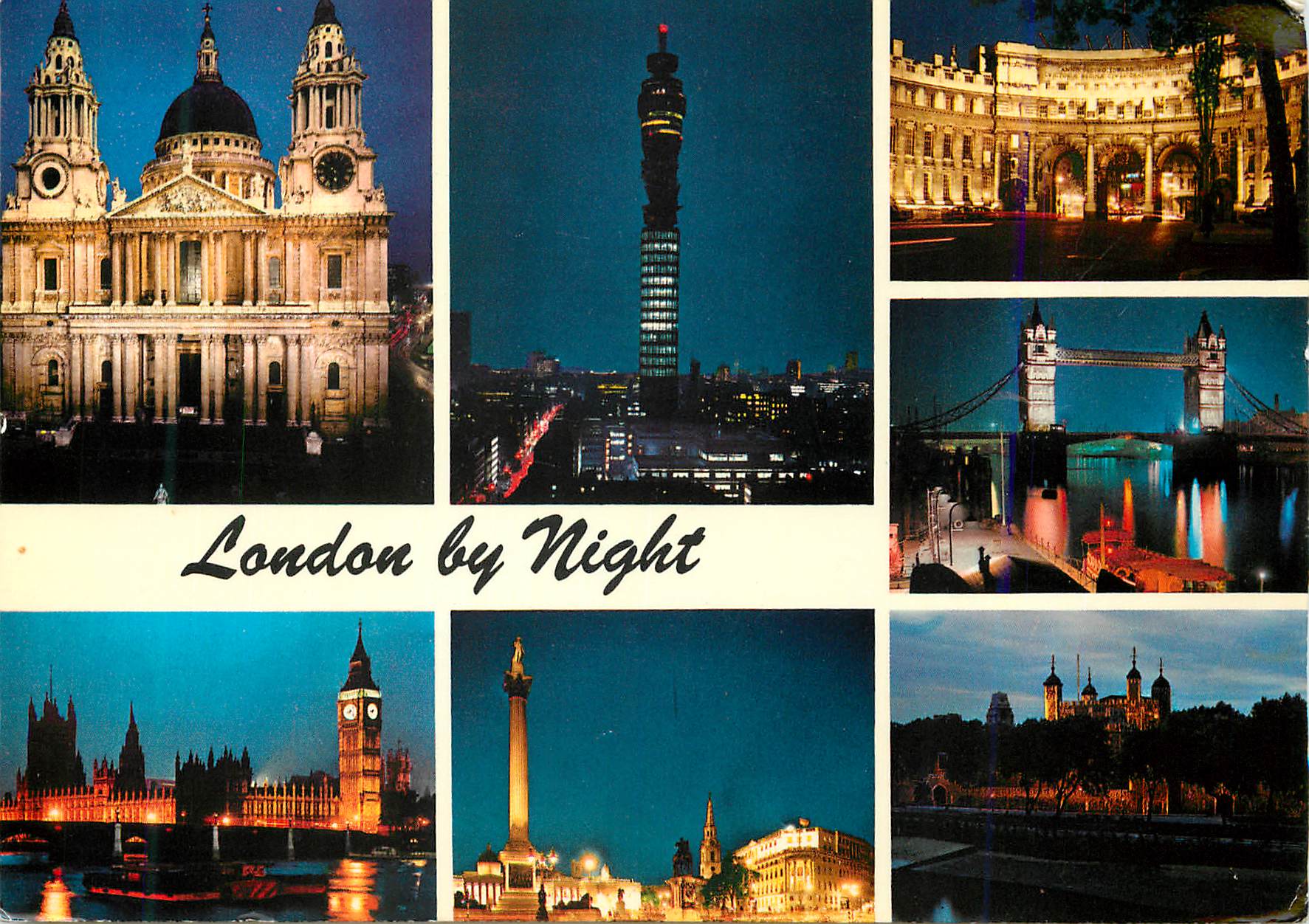 CPM London By Night St Paul's Cathedral Houses of Parliament and Westminster Bridge By Night