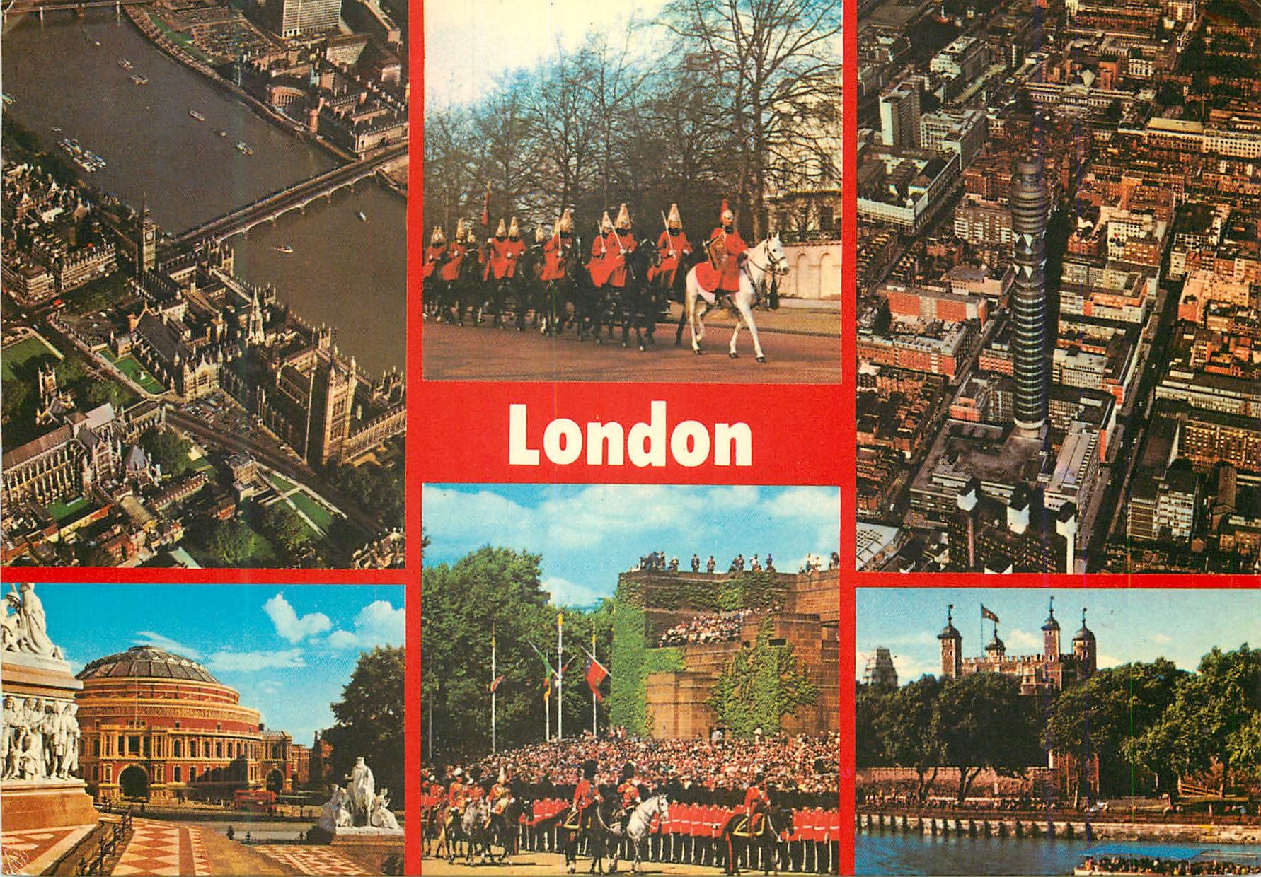 CPM London The Royal Albert Hall Life Guards Mall Troping the Colour The Towerof London Militaria