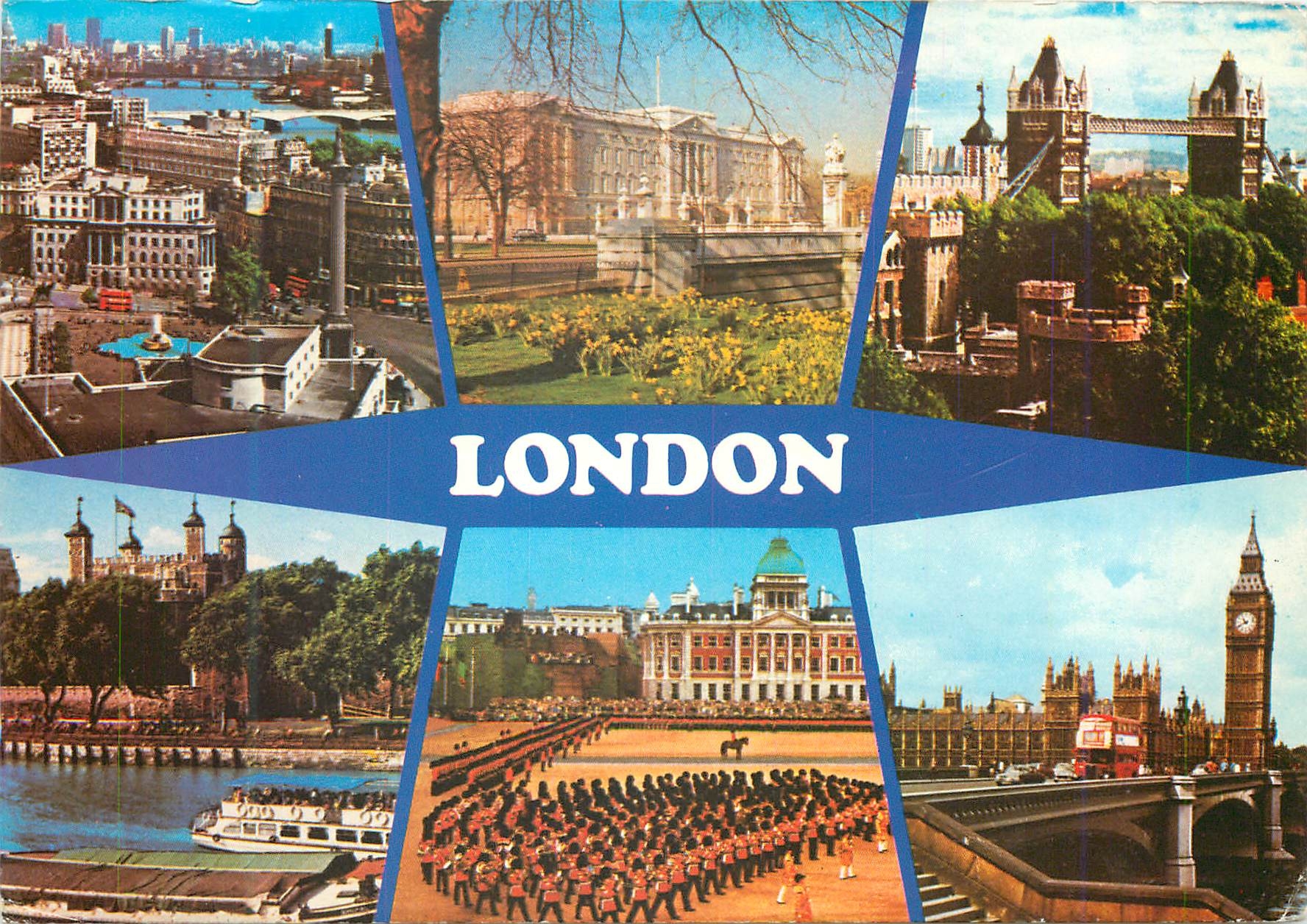 CPM London Trafalgar Square Tower of London Buckingham Palace Houses Guard's Parade Tower Bridge