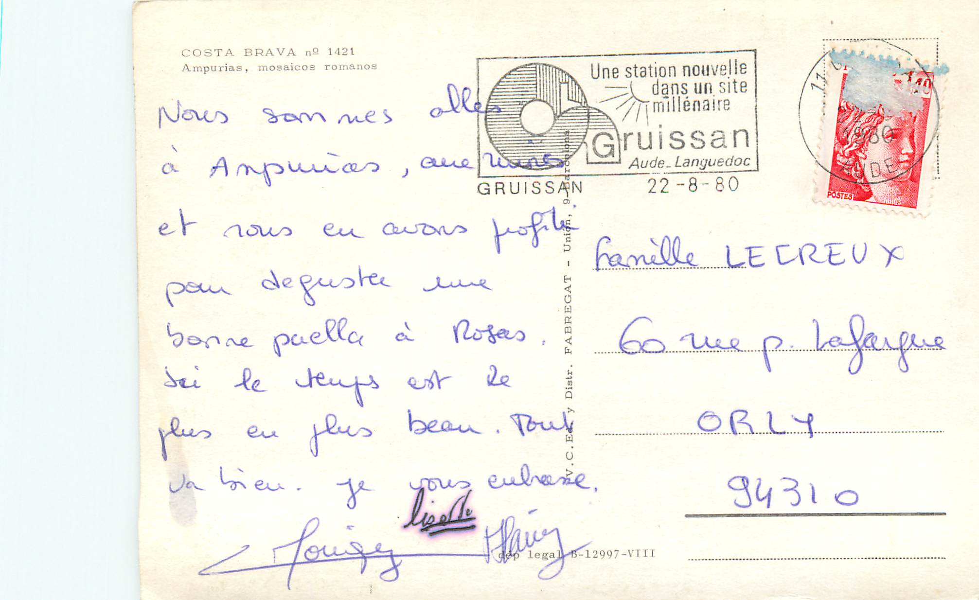 CPM Costa Brava Ampurias Mozaicos Romanos — Verso