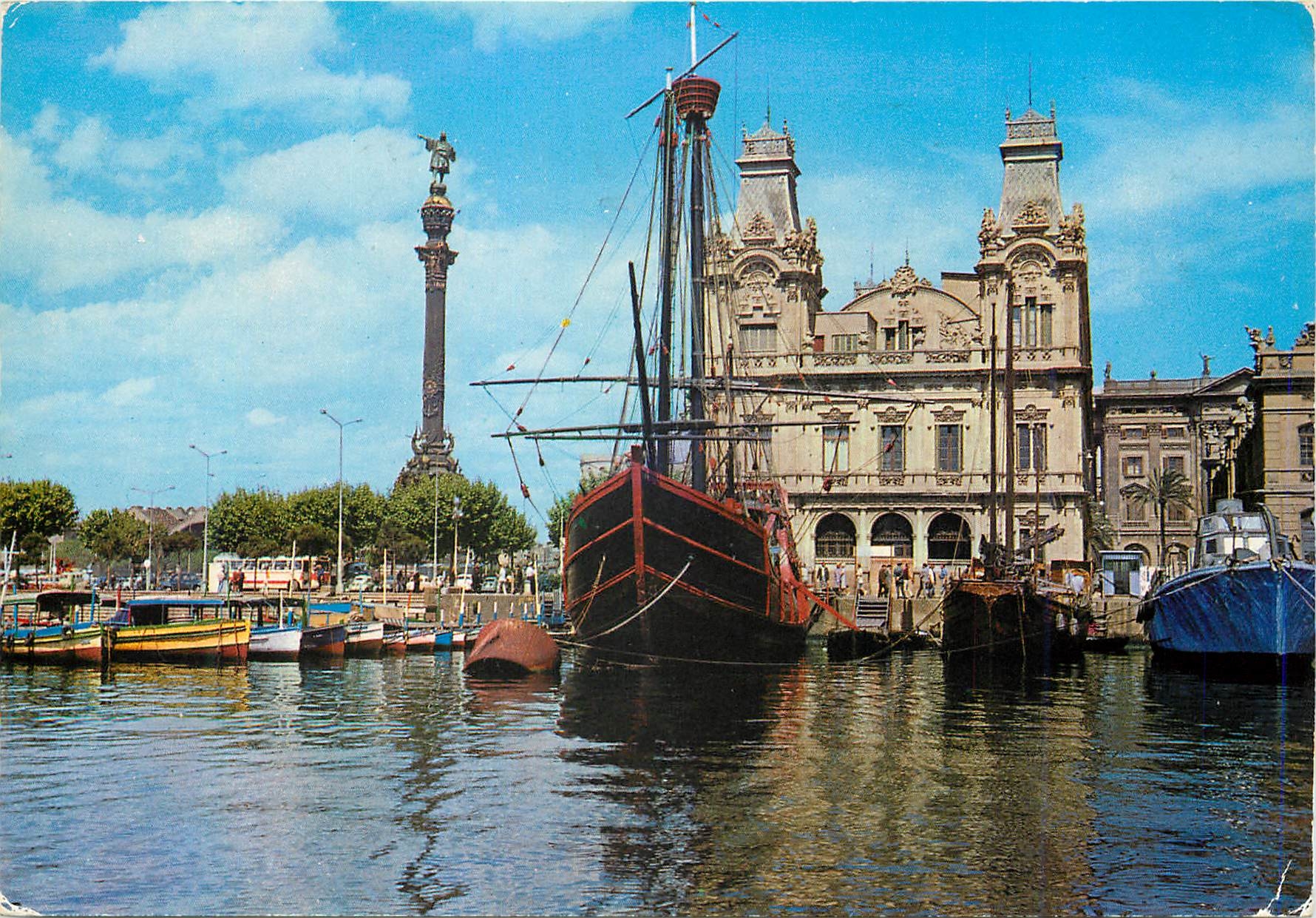 CPM Barcelona La Carabela Santa Maria Bateau