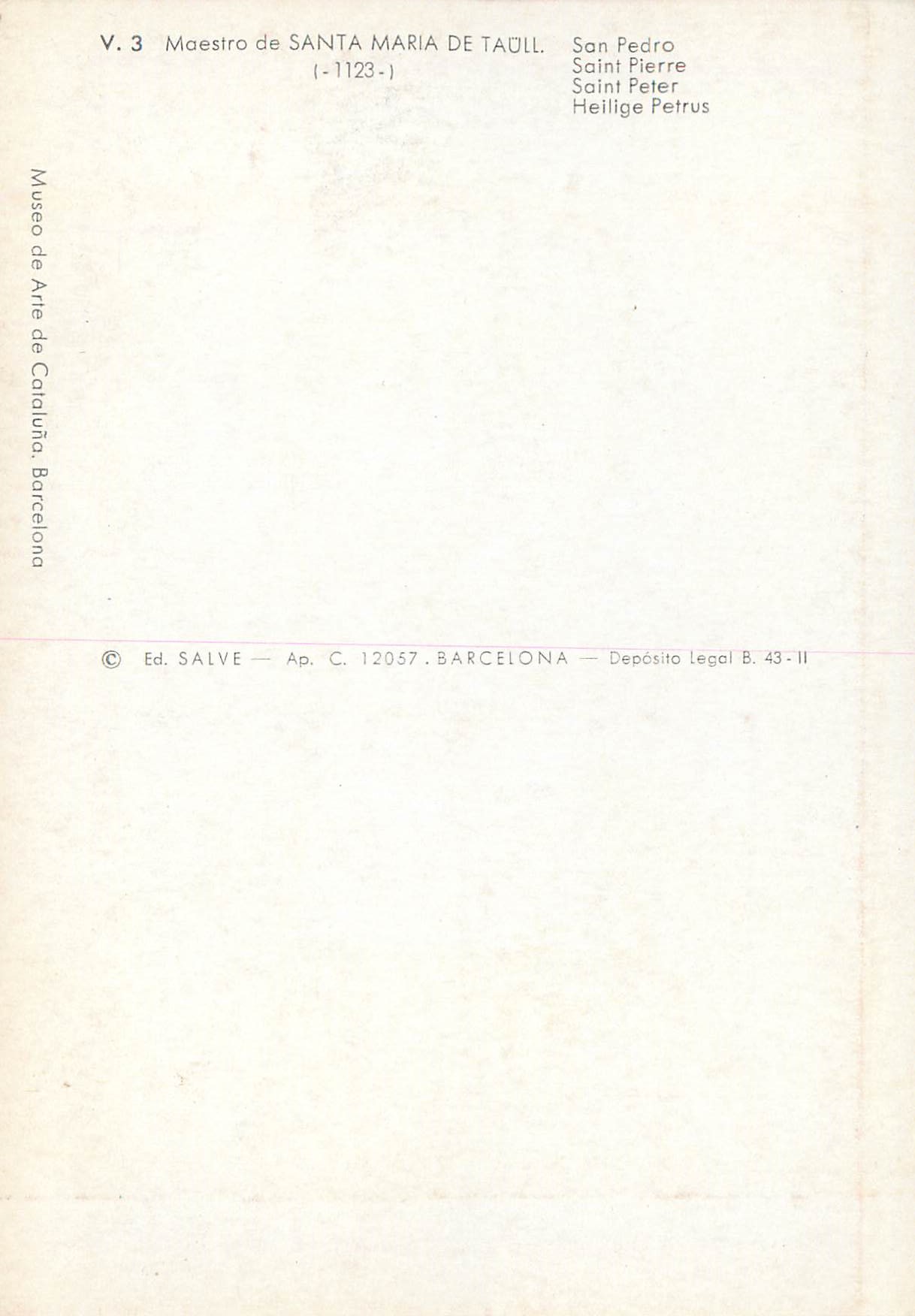 CPM Moestro de Santa Maria De Taull Saint Pierre — Back