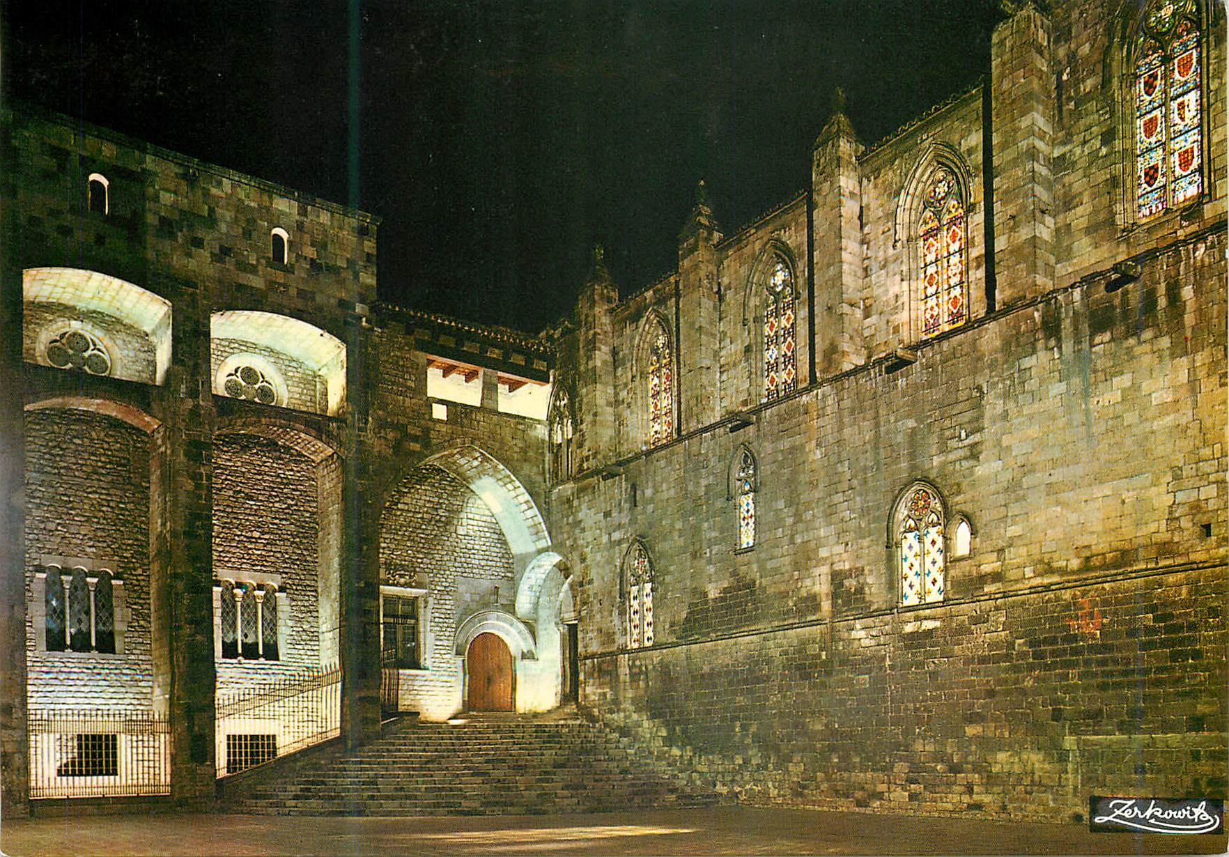 CPM Barcelona Quartier Gothique Place du Roi La Nuit