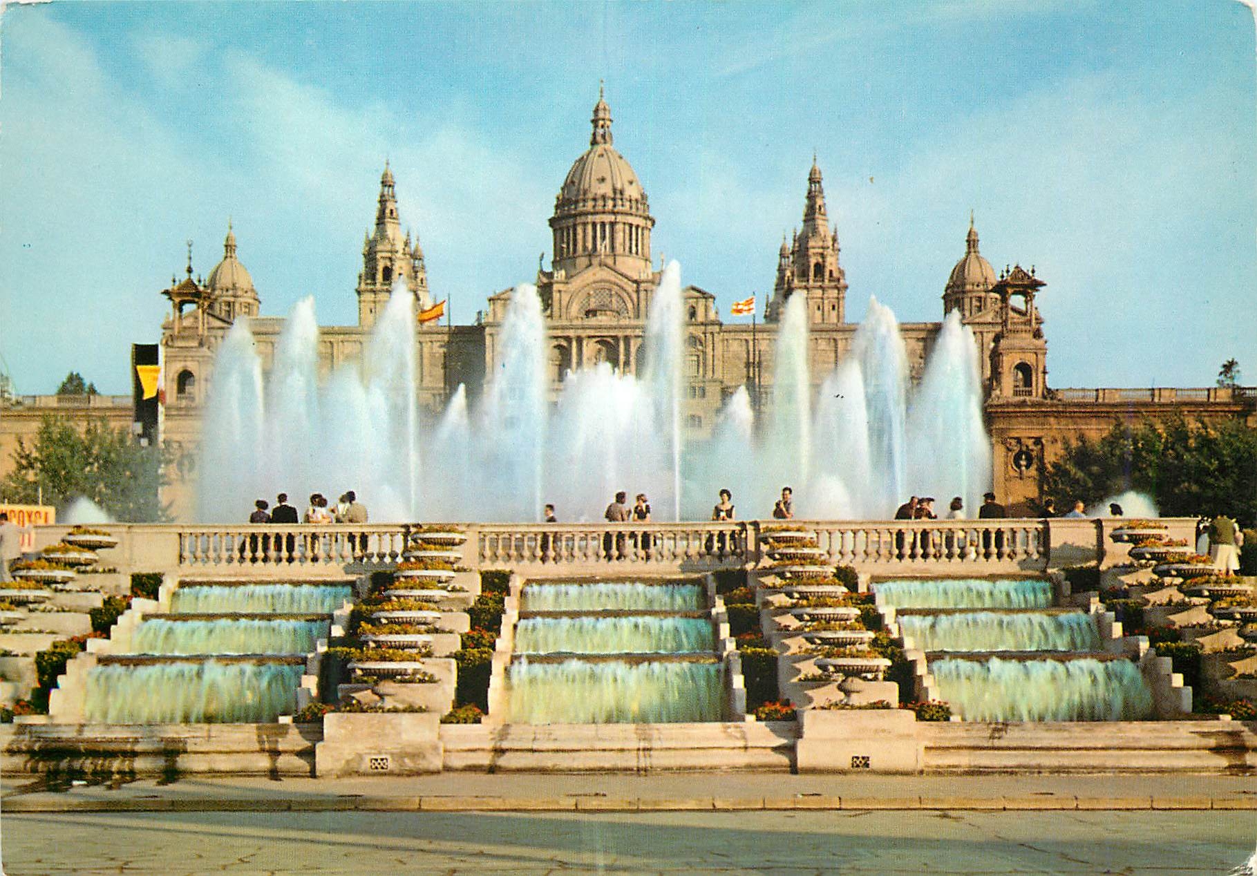 CPM Barcelona Montjuich Parc Fontaine Monumentale et Palace National