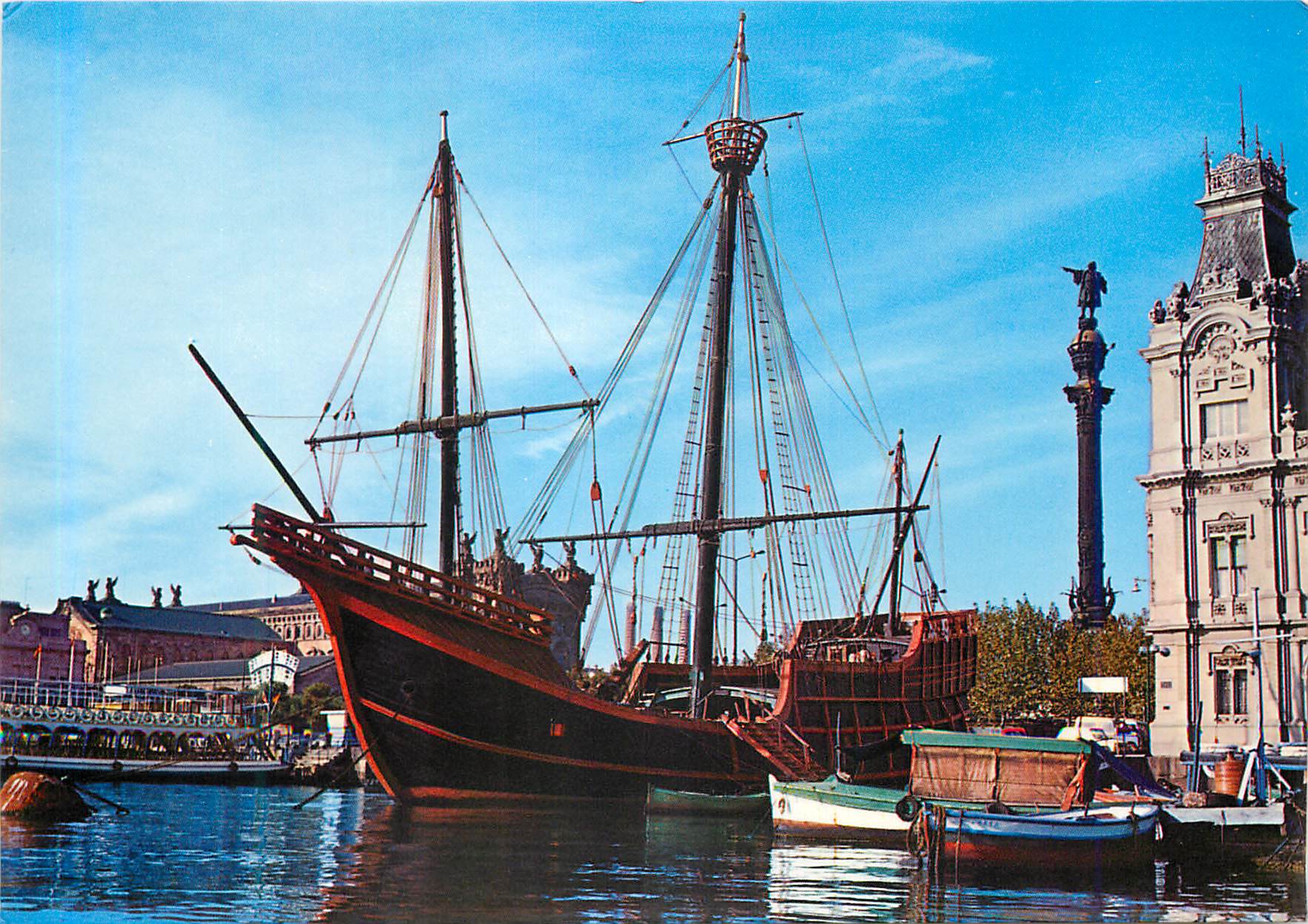 CPM Barcelona Monumento a Cristobal Colon Bateau Christophe Colomb