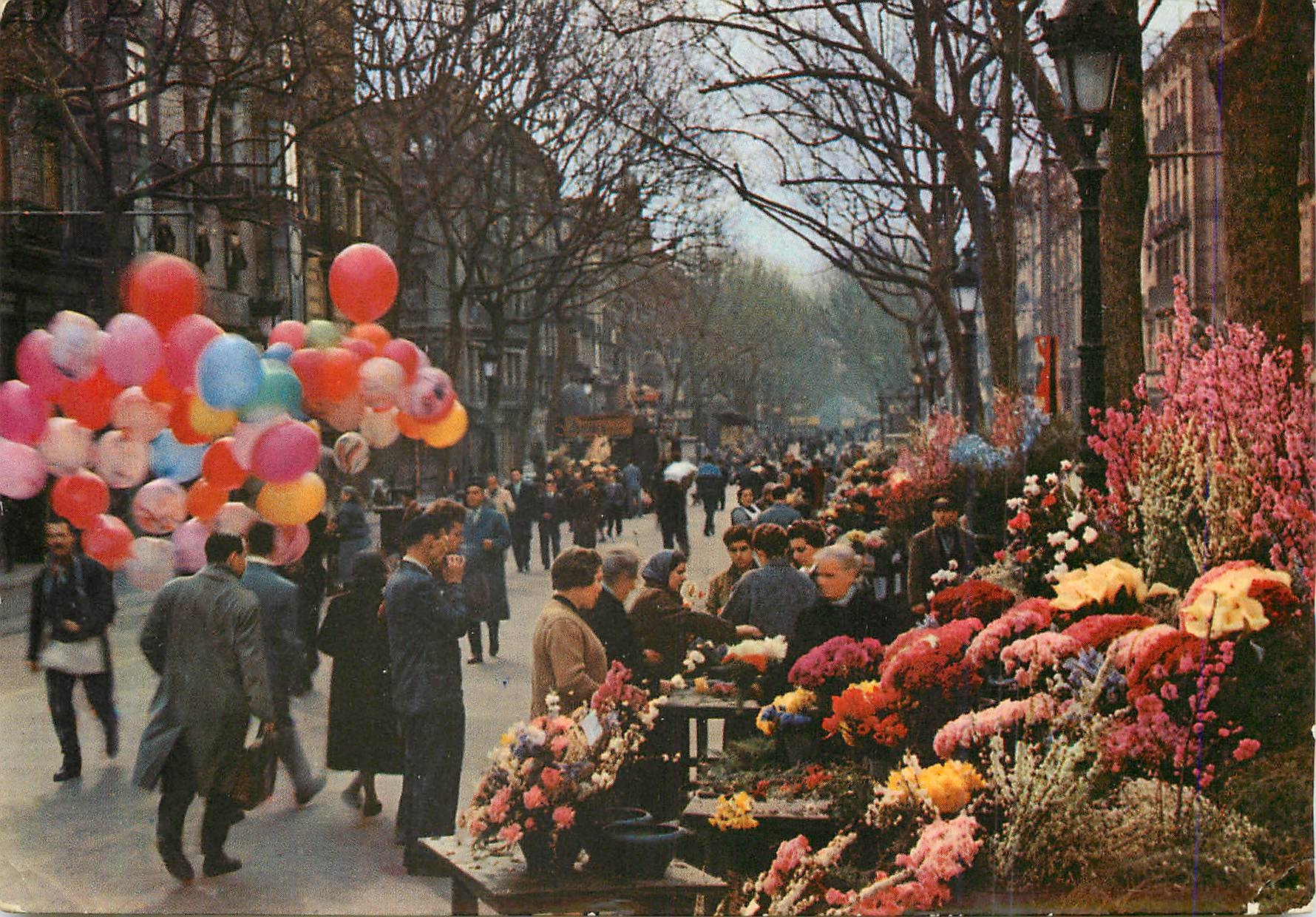 CPM Barcelona la Rambla des Fleurs
