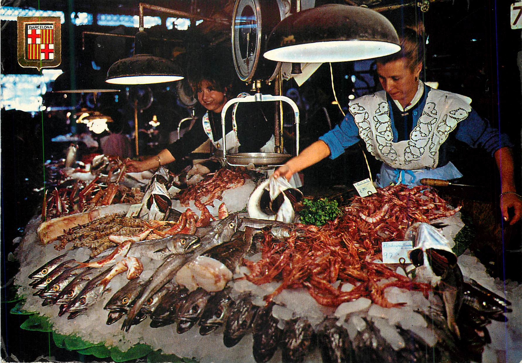 CPM Barcelona Etalage de Vente de Poisson au 1e Marche de la Boqueria