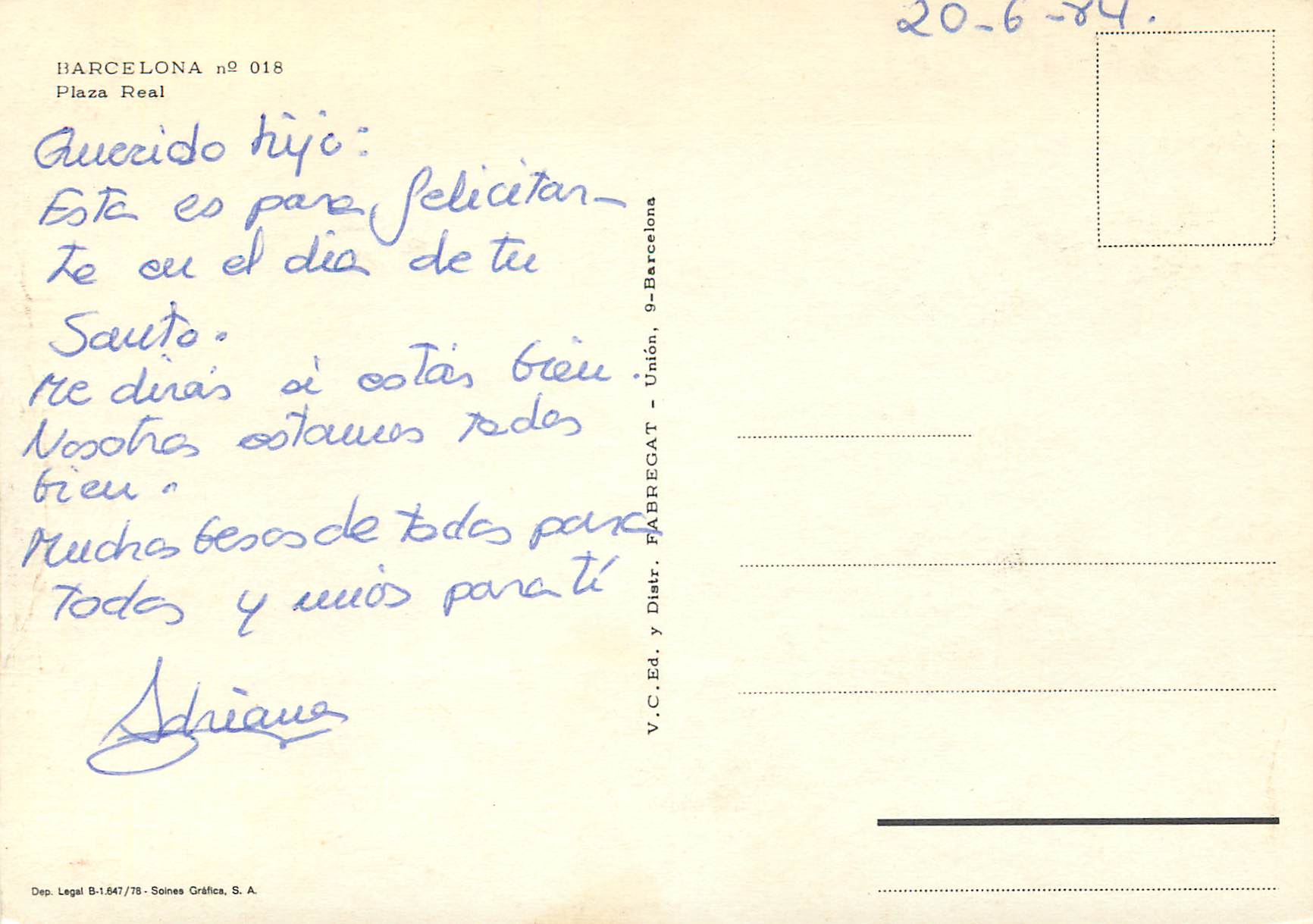 CPM Barcelona Barcelona Plaza Real — Verso