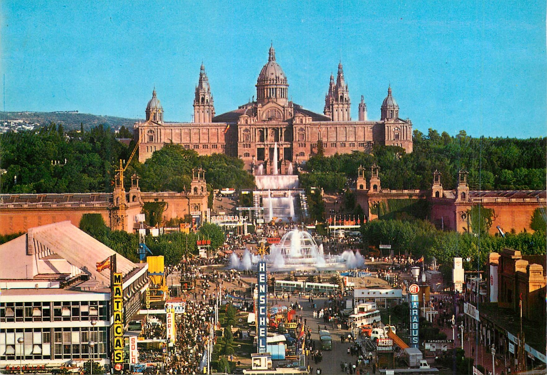 CPM Barcelona Parc de Montjuic Palais National de l'Art et Fontaine Monumentale