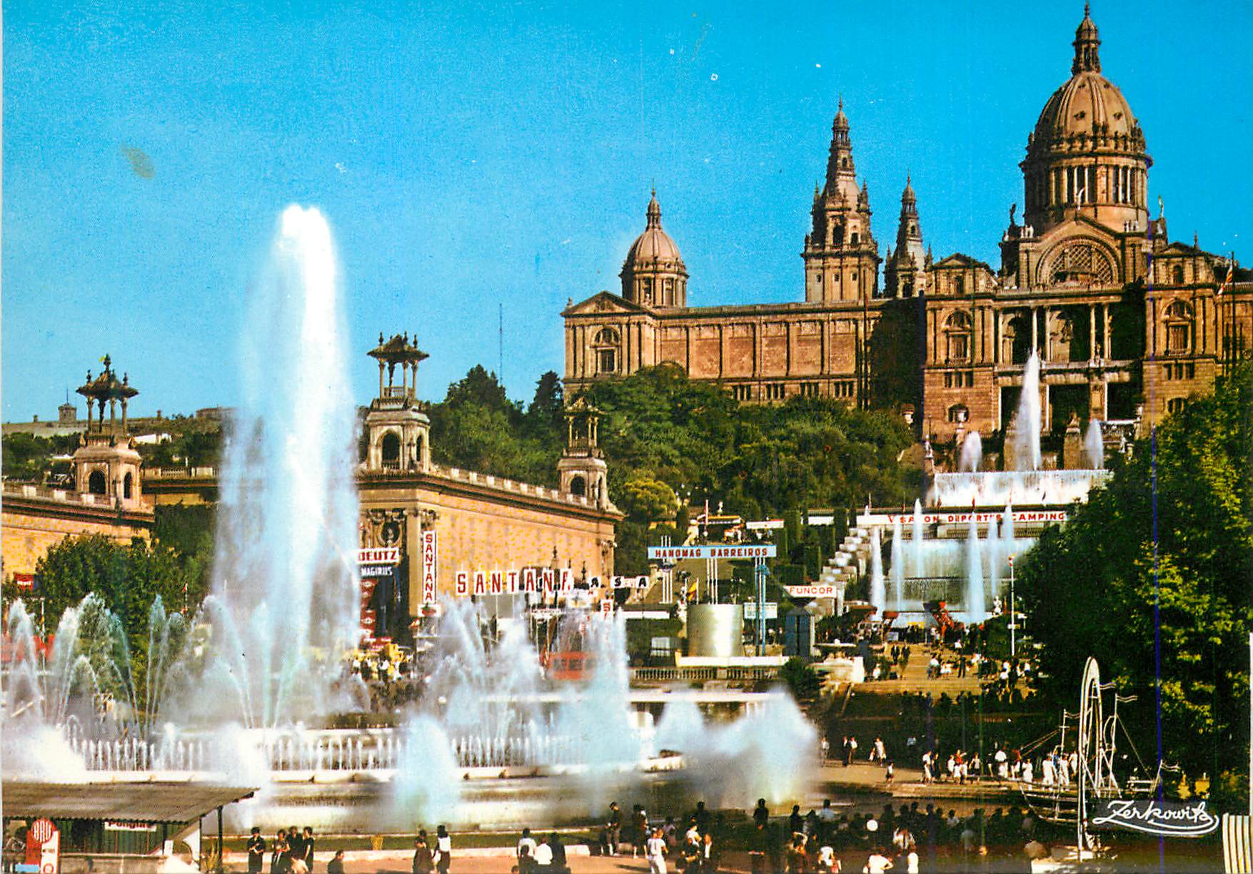 CPM Barcelona Parc de Montjuic Palais National de l'Art et Fontaine Monumentale