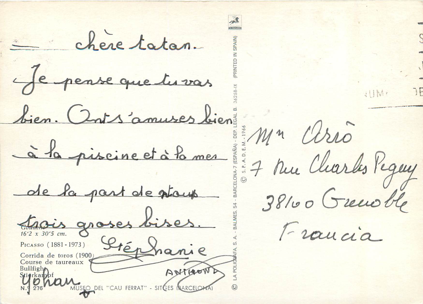 CPM Picasso (1881 1973) Course de taureaux Corrida — Rückseite