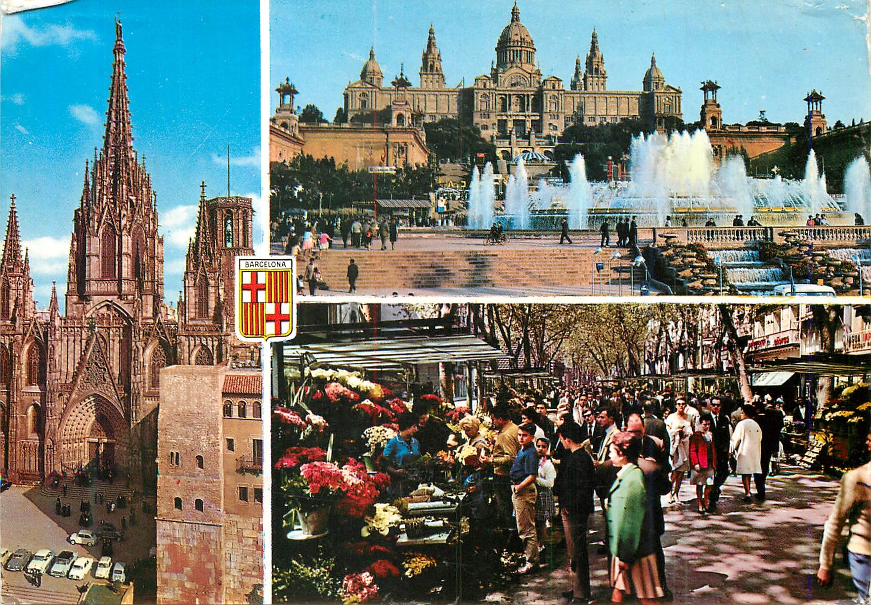 CPM Barcelona catedral P Nacional Ramblas de Las Flores