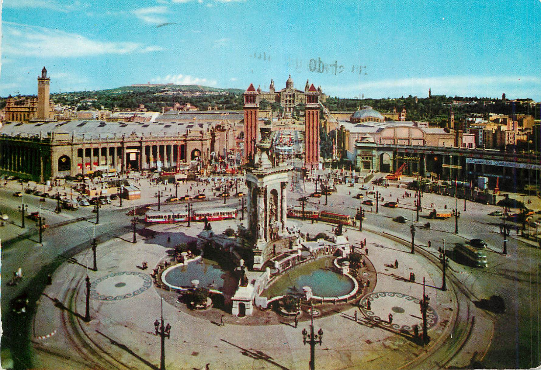 CPM Barcelona Place d'Espagne et Parc de Montjuich Tramway