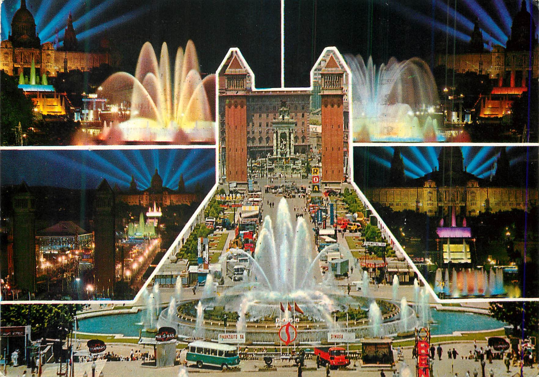 CPM Barcelona Parc de Montjuich Palais de L'Art et Fontaine Monumentale