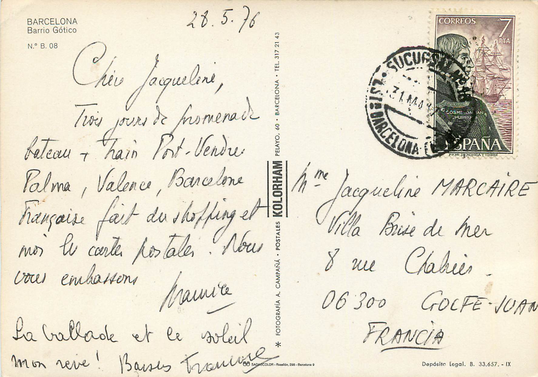 CPM Barcelona barrio Gotico — Rückseite