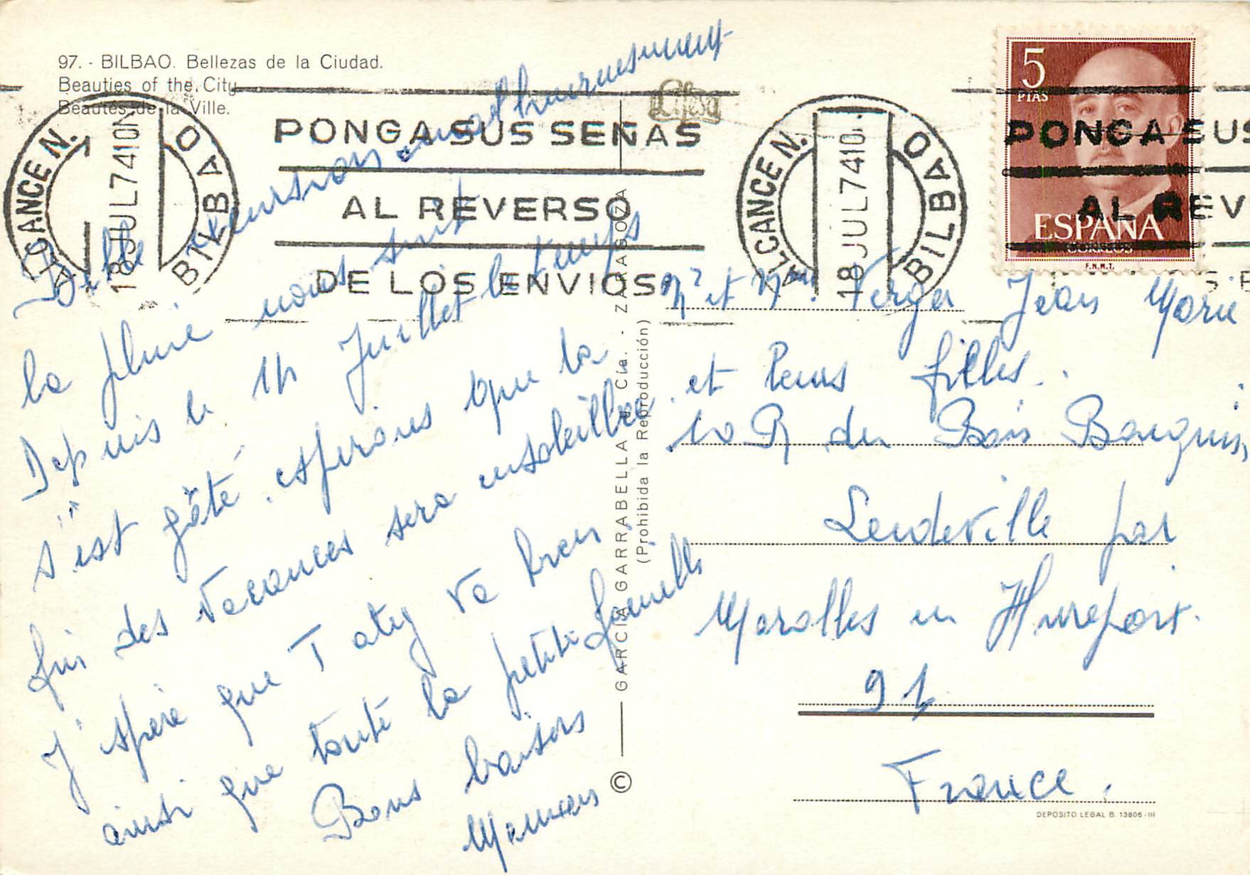 CPM Recuerdo de Bilbao beautes de la Ville — Back