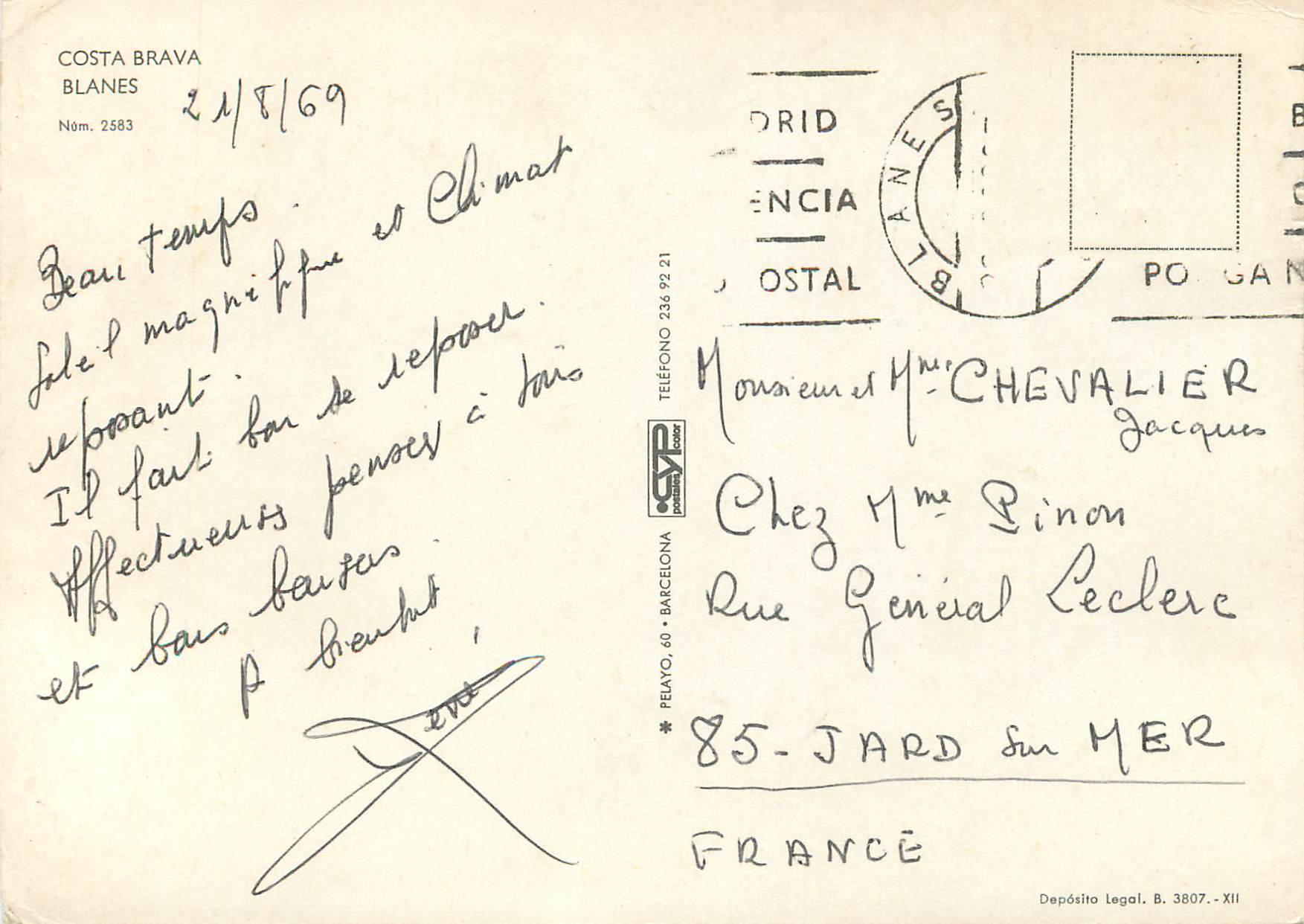CPM Costa Brava Blanes — Back