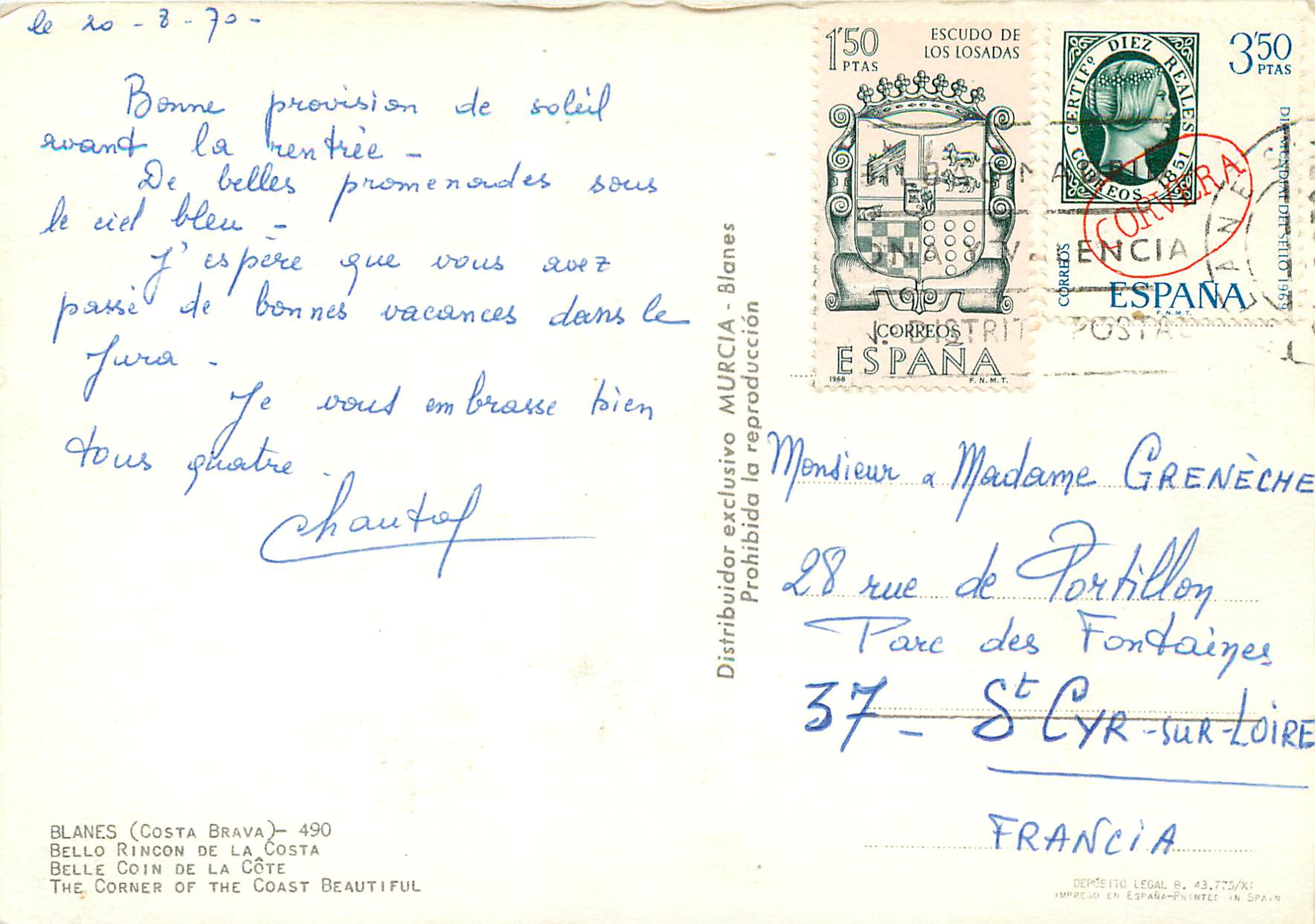 CPM Blanes Costa Brava Belle Coin de la Cote — Back