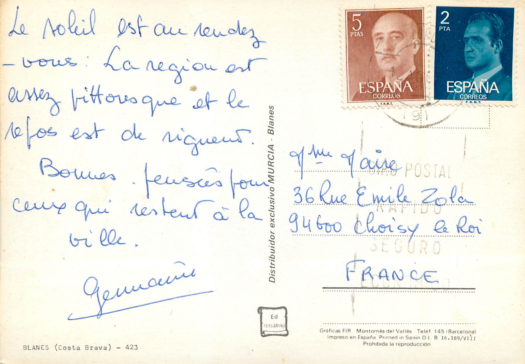 CPM Blanes Costa Brava — Rückseite