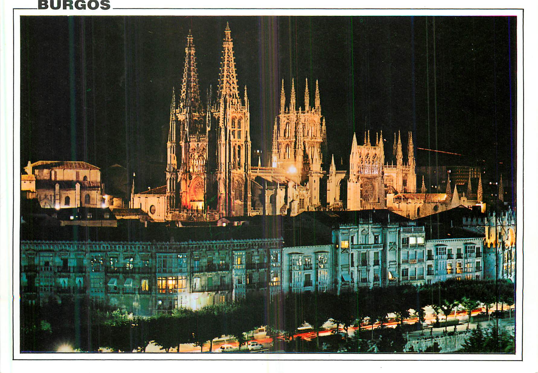CPM Burgos Avenue Generalissime Franco Nocturne