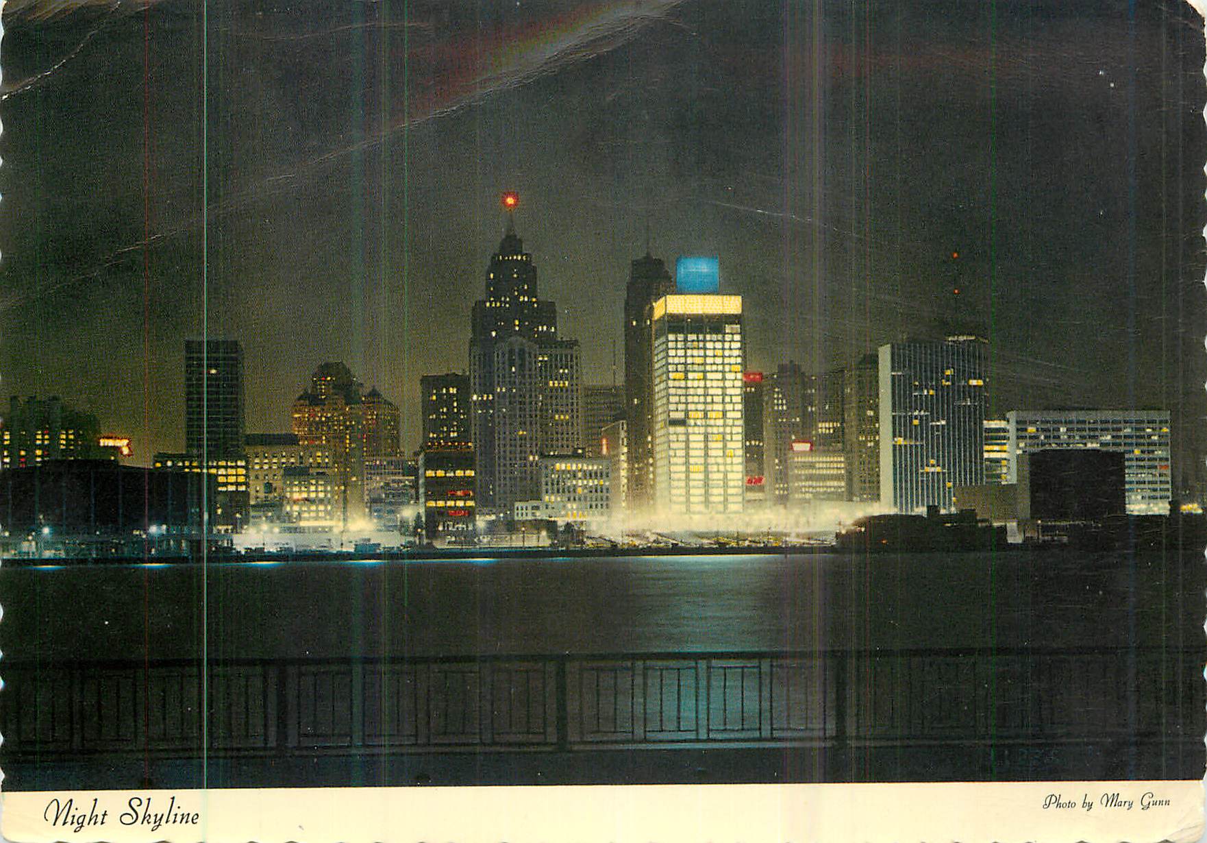 CPM Night Skyline Detroit Michigan