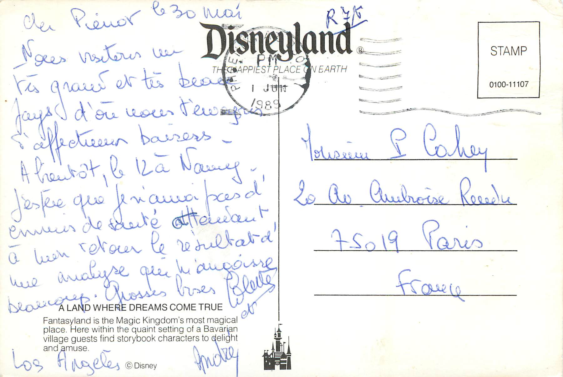 CPM A Land Where Dreams Come True Disneyland Mickey — Rückseite
