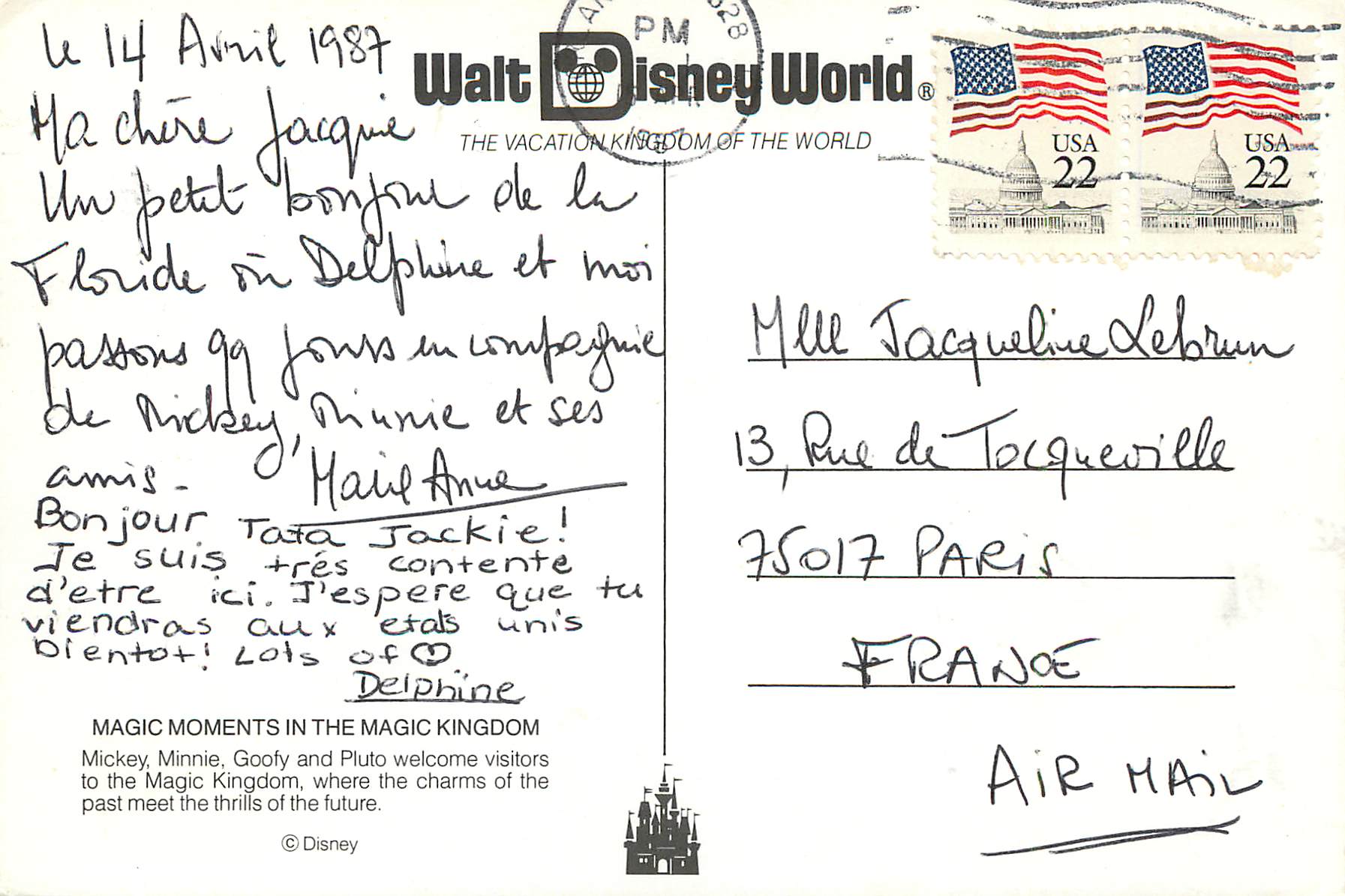 CPM Magic Monuments in the Magic Kingdom Mickey Minnie Goofy and Pluto Disneyland Mickey — Rückseite