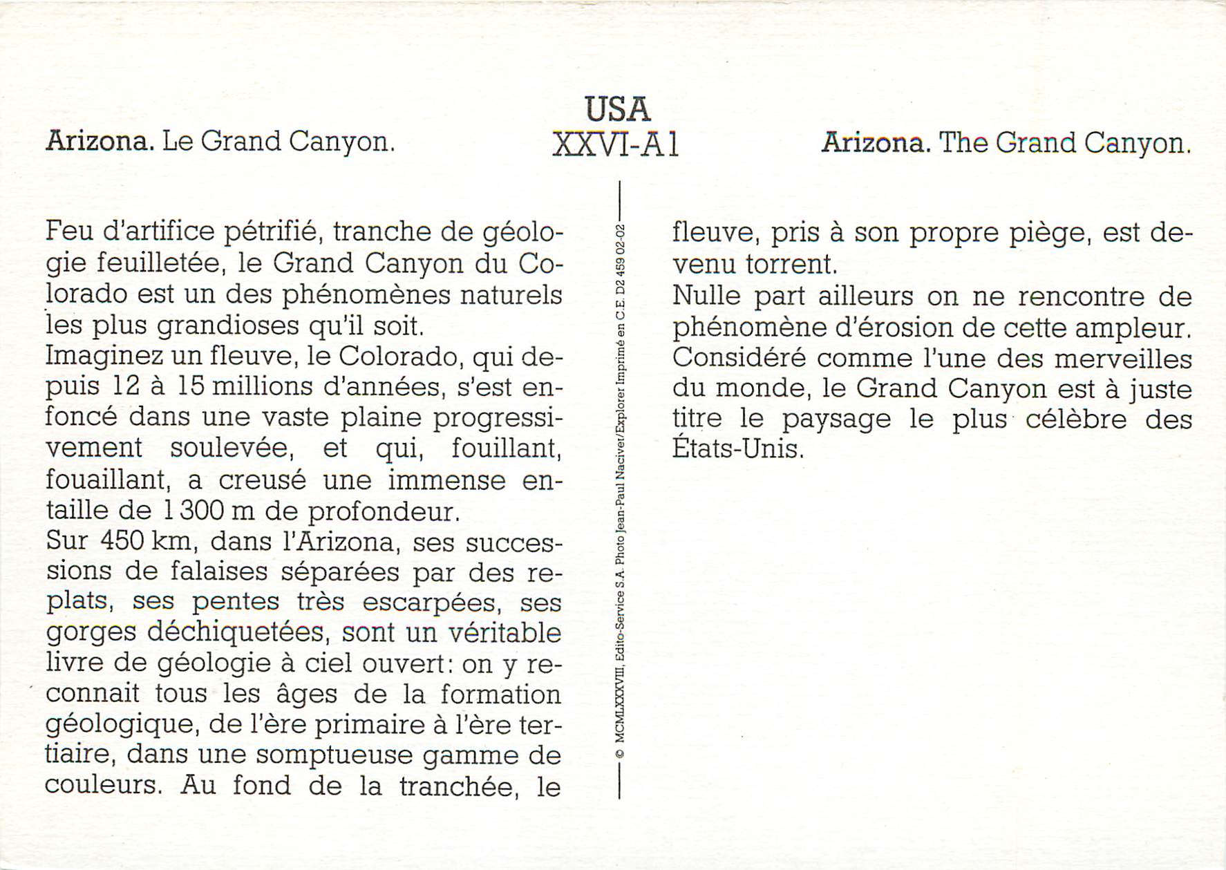CPM Arizona le Grand Canyon — Back