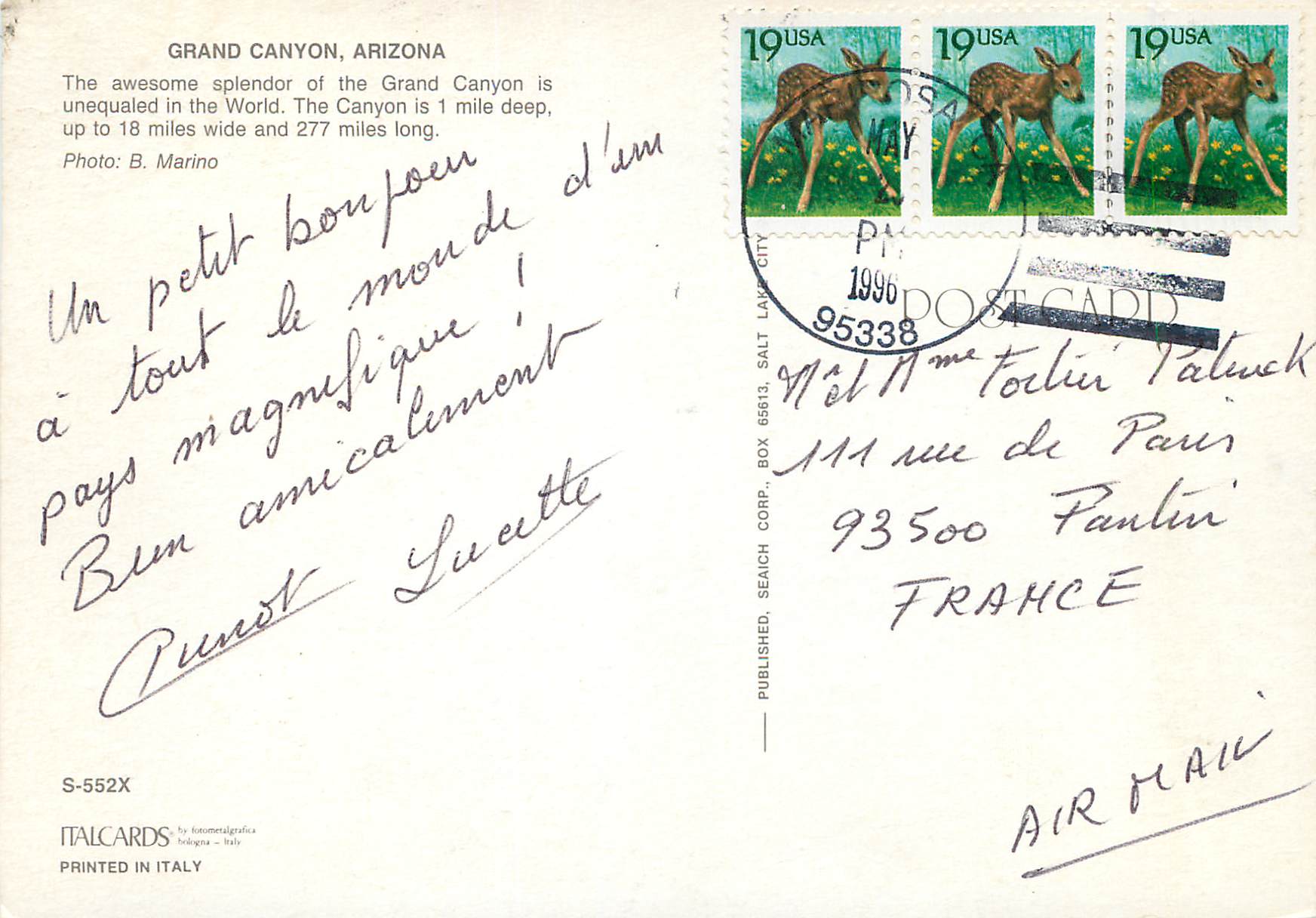 CPM The Awesome Splendor of Grand Canyon is Unequaled in the world — Rückseite