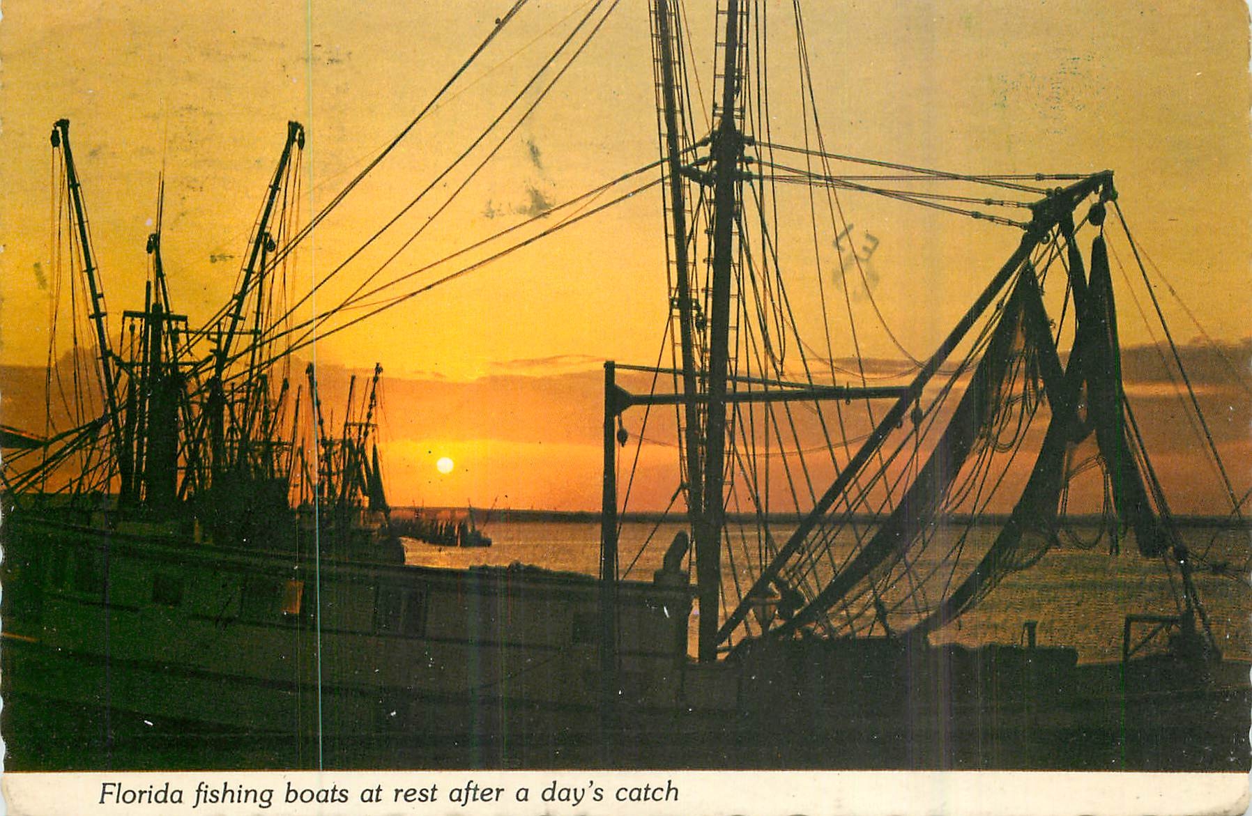 CPM Florida Fishing Boat at Rest After a Day's Catch Bateaux de peche