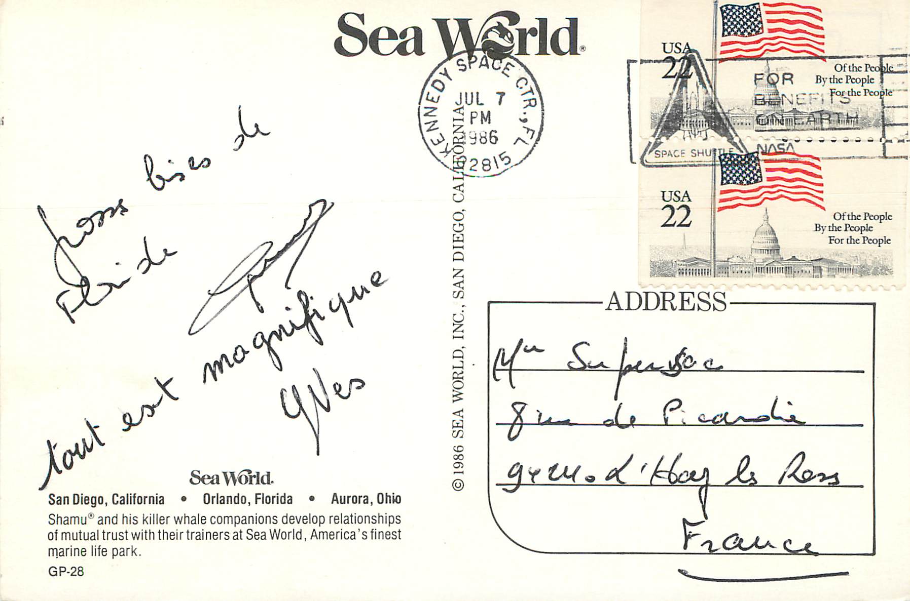 CPM Sea world American's Finest Marine Like Park San Diego california — Rückseite