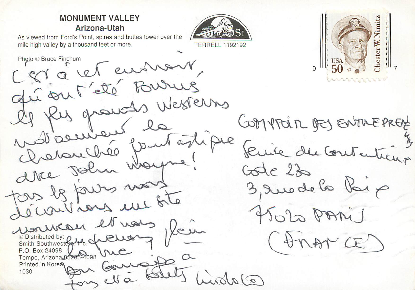 CPM Monument Valley Utah Arizona — Back
