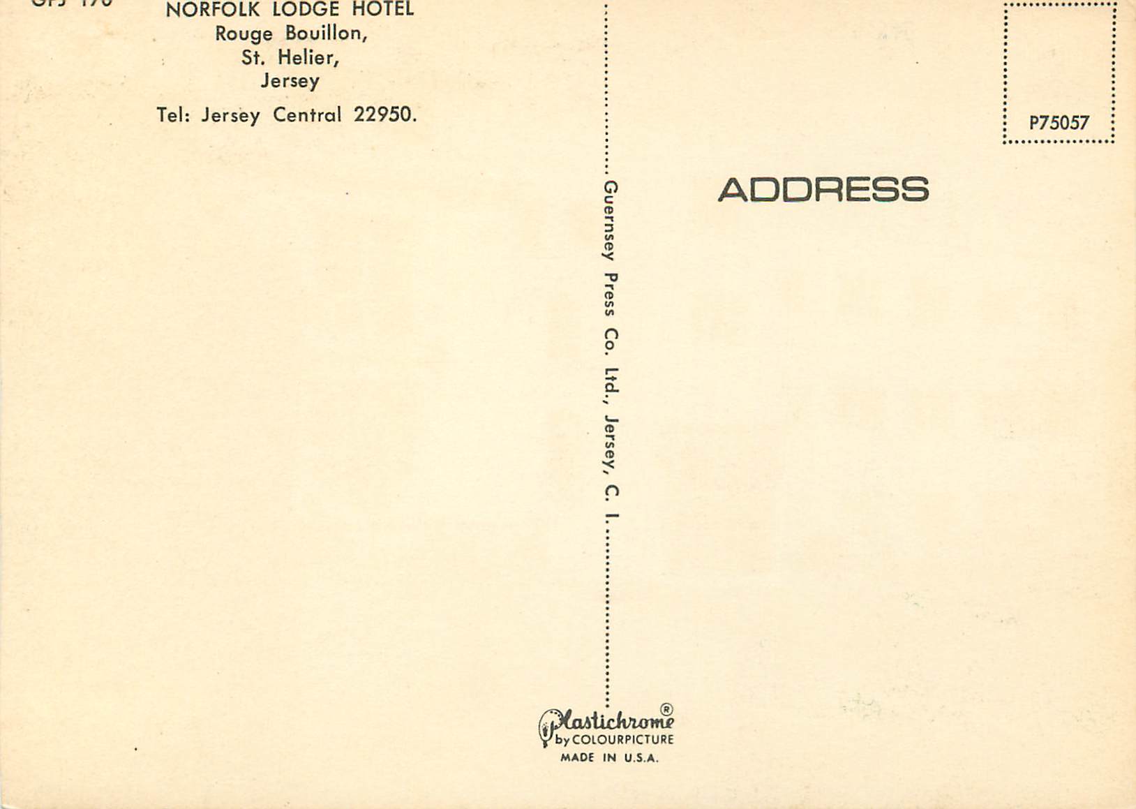 CPM Norfolk Lodge Hotel Rouge Bouillon St Helier Jersey — Rückseite