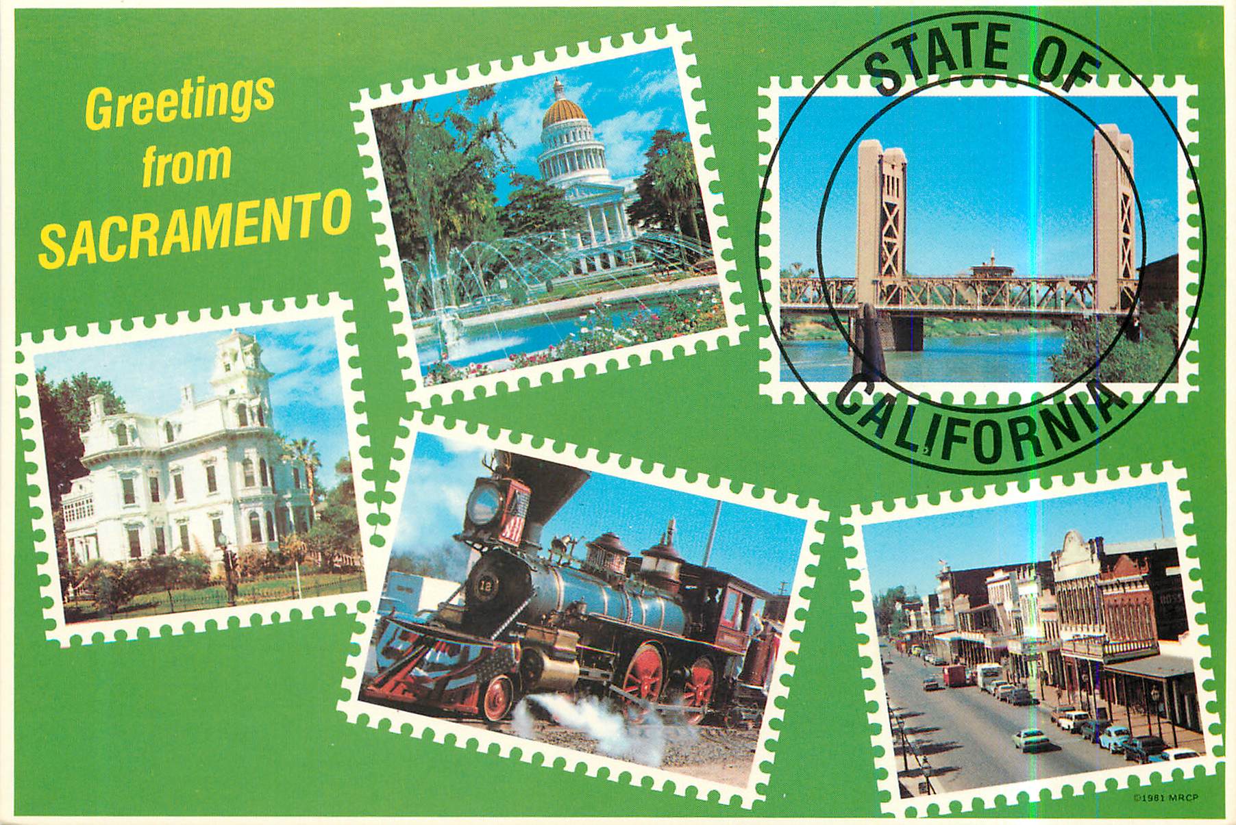 CPM Greeting from Sacramento A Postage Stamp Tour