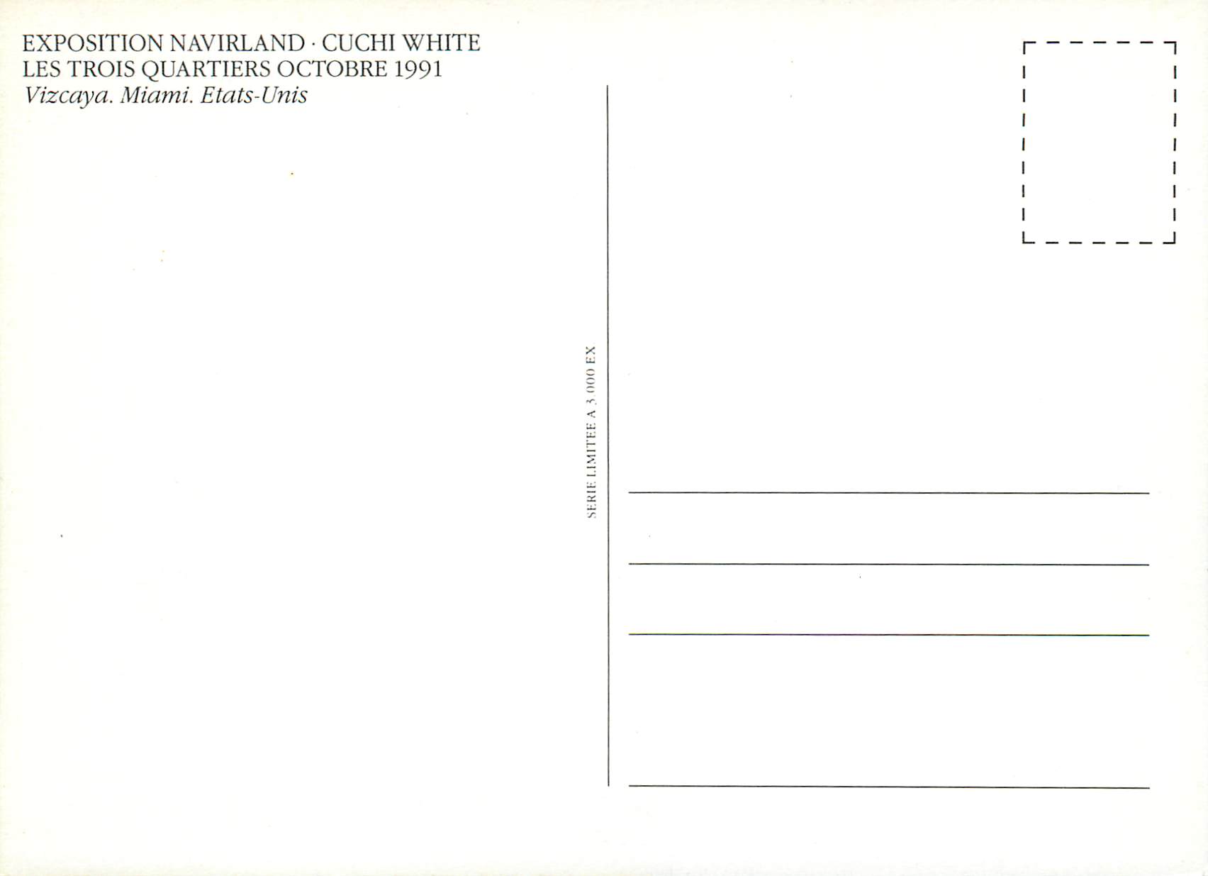 CPM Exposition Navirland Cuchi White Les Trois Quartiers octobre 1991 Vizcaya Miami Etats Unis — Rückseite