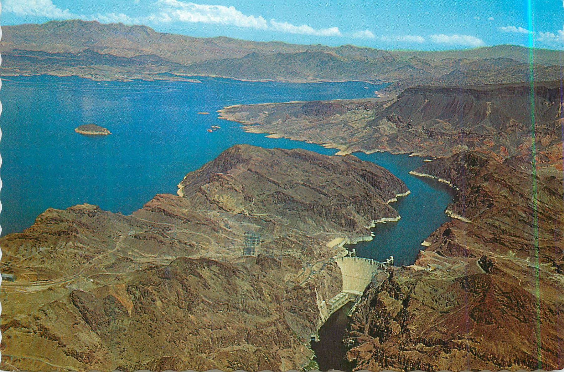 CPM Aerial View of Hoover Dam Showing Lower Basin of Beautiful Lake Mead