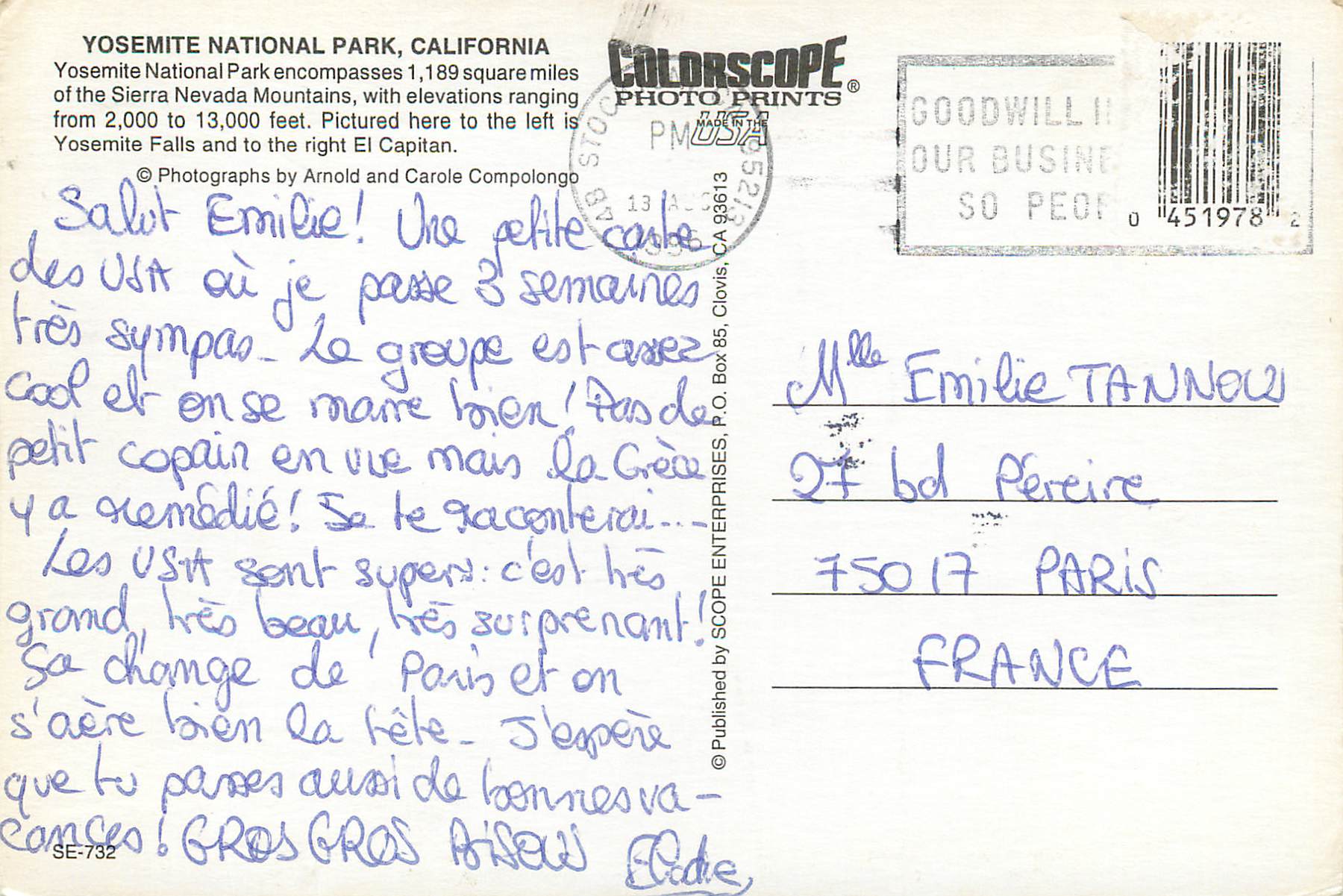 CPM Yosemite National Park California — Back