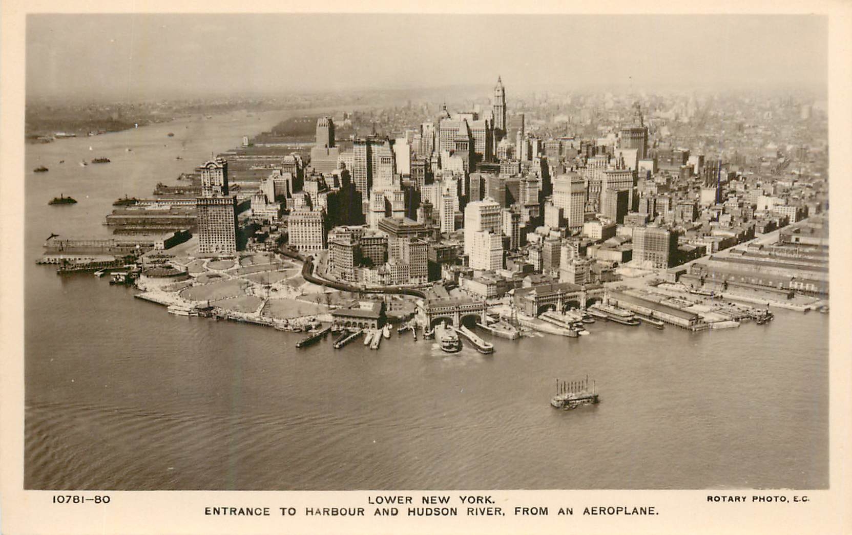 CPA Lower New York Entrance to Harbour and Hudson River From an Aeroplane