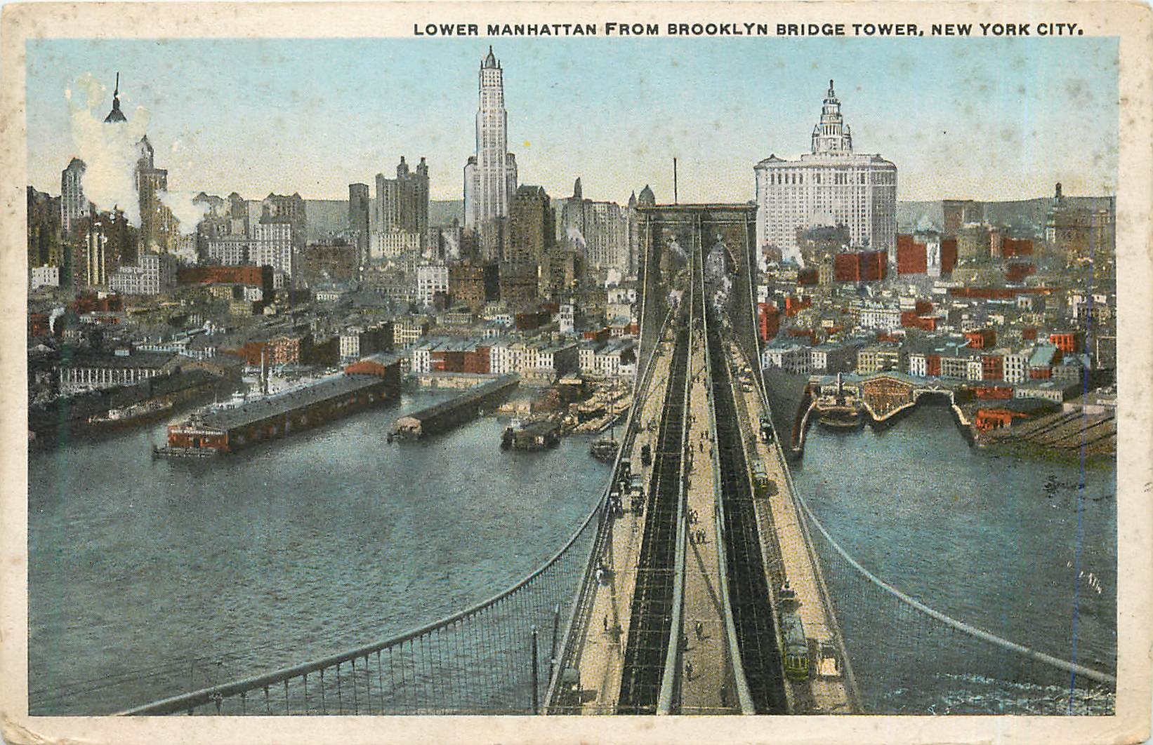 CPA Lower Manhattan from Brooklyn Bridge Tower New York City